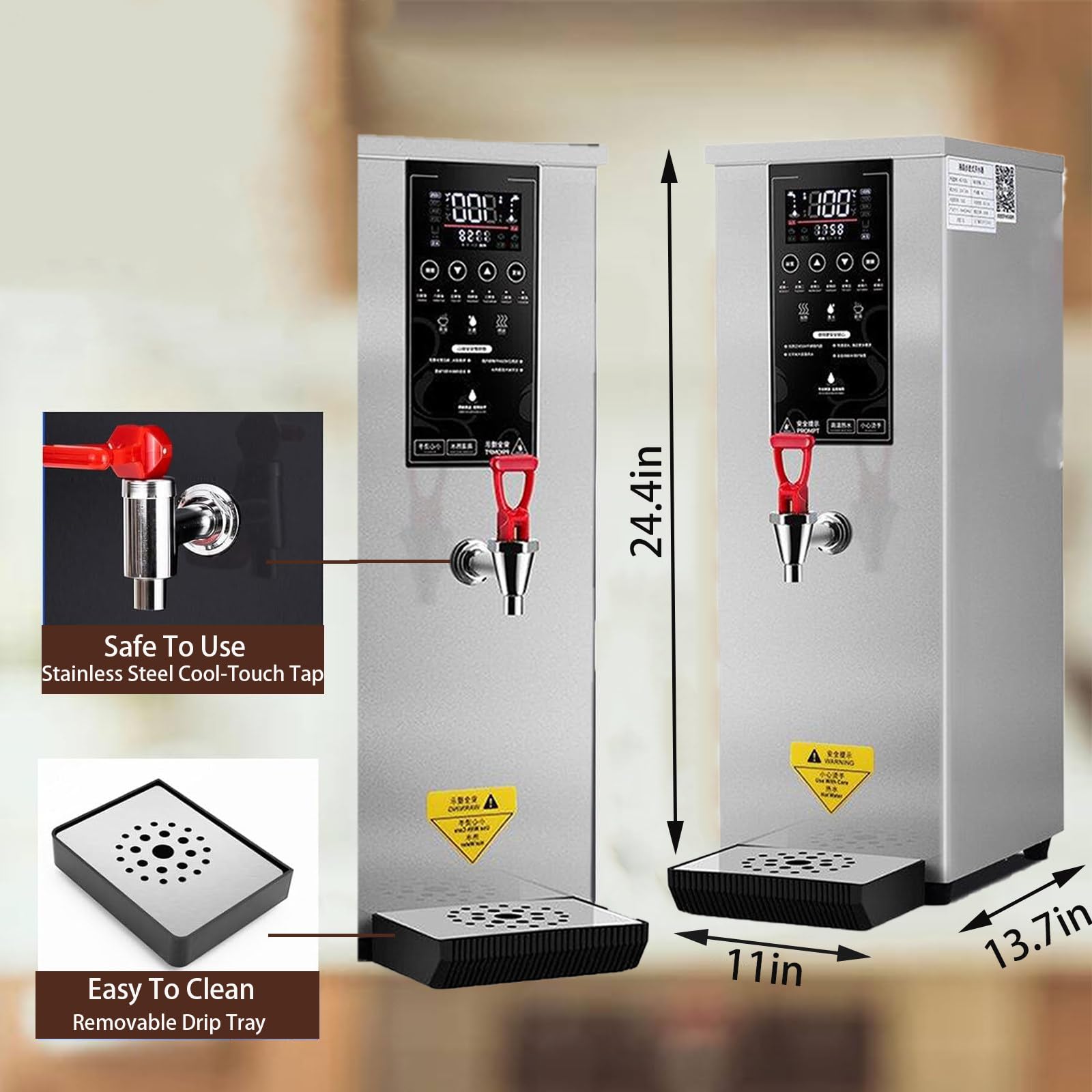 Dispensador De Agua Caliente Comercial, Caldera Eléctrica De Sobremesa con Calentamiento por Etapas para Té, Café Y Postres En Hoteles.,Silver