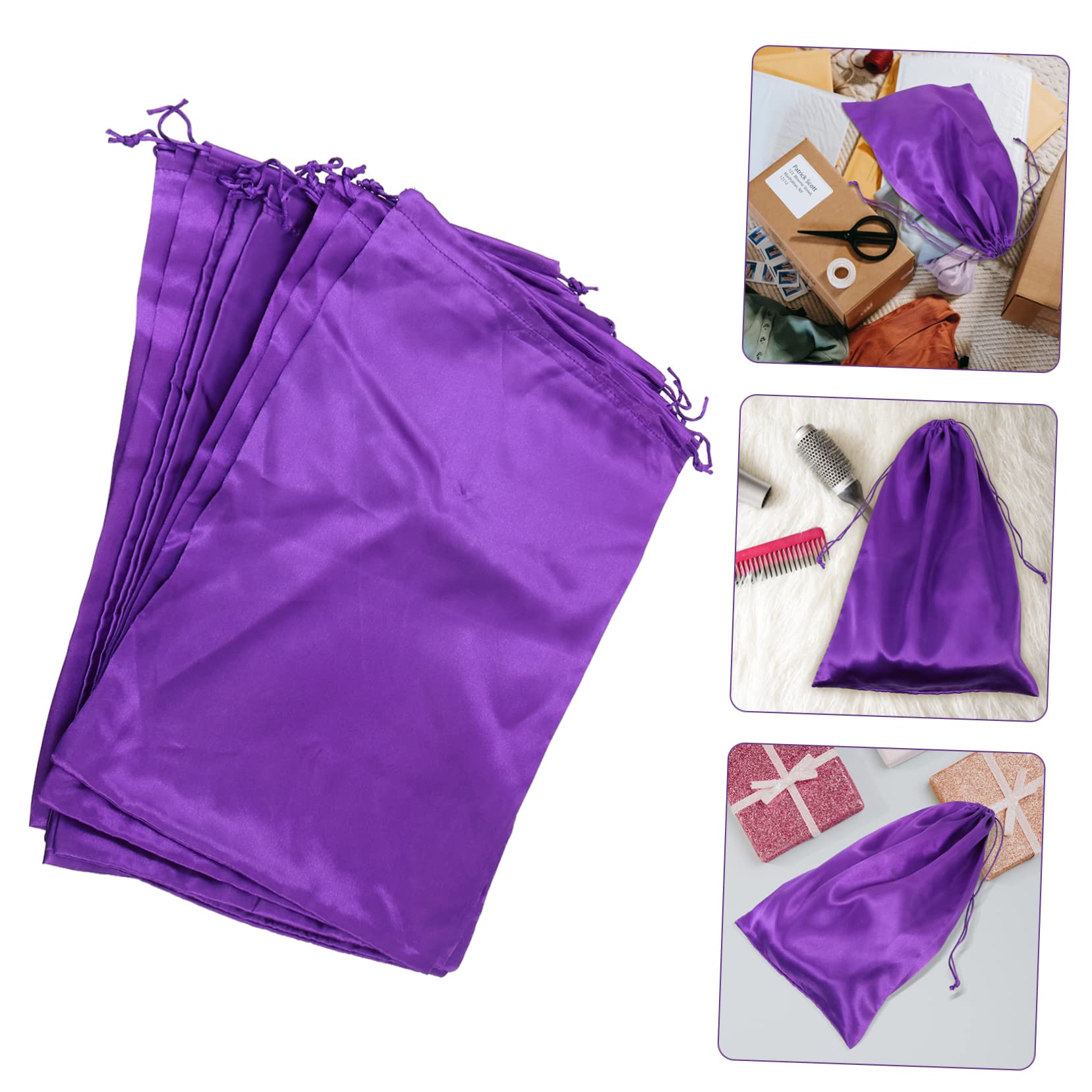 Perückenbeutel 10 Stück aus Satin mit Kordelzug in Violett
