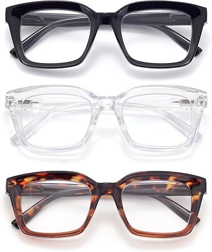 Miniatura 7 de HIGHLIKE Oversized Blue Light Reading Glasses Women,Stylish Square Spring Hinge Readers Glasses