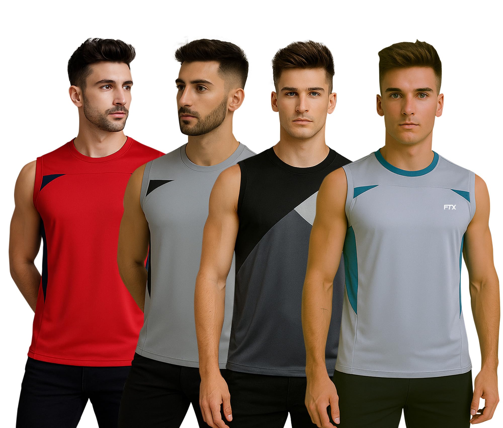 ftx Drifit Colorblock Sleeveless Activewear Sports Tshirt for Men (Pack of 4)-picture-41