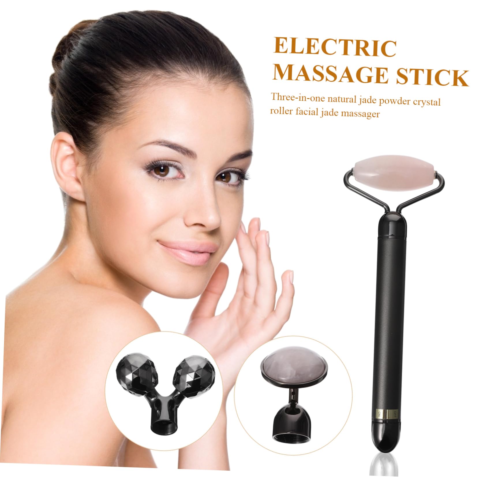 Jade Gesichtsroller und Zinklegierung 3-in-1 aus Natürlichem Jadepulverkristall Elektrischer und Dunklen Augenringen zur Reduktion von Feinen Linien für Gesichtsmassage