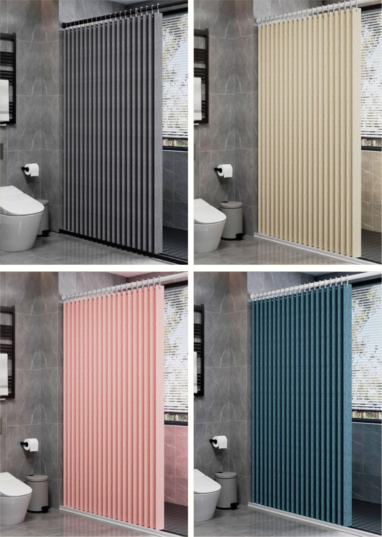 Rideau de Douche Imperméable Magnétique avec Œillets et Sangle, Polyester Rideaux pour Chambre Salon Salle de Bain - Rideau Occultant(Beige,180 x 200 cm)