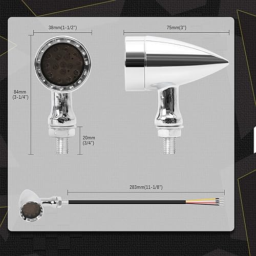 Miniatura 6 de 2 luces LED negras de 15 luces LED de parada de motocicleta, freno de funcionamiento, luces ámbar compatibles con Street Bike Chopper, motocross,