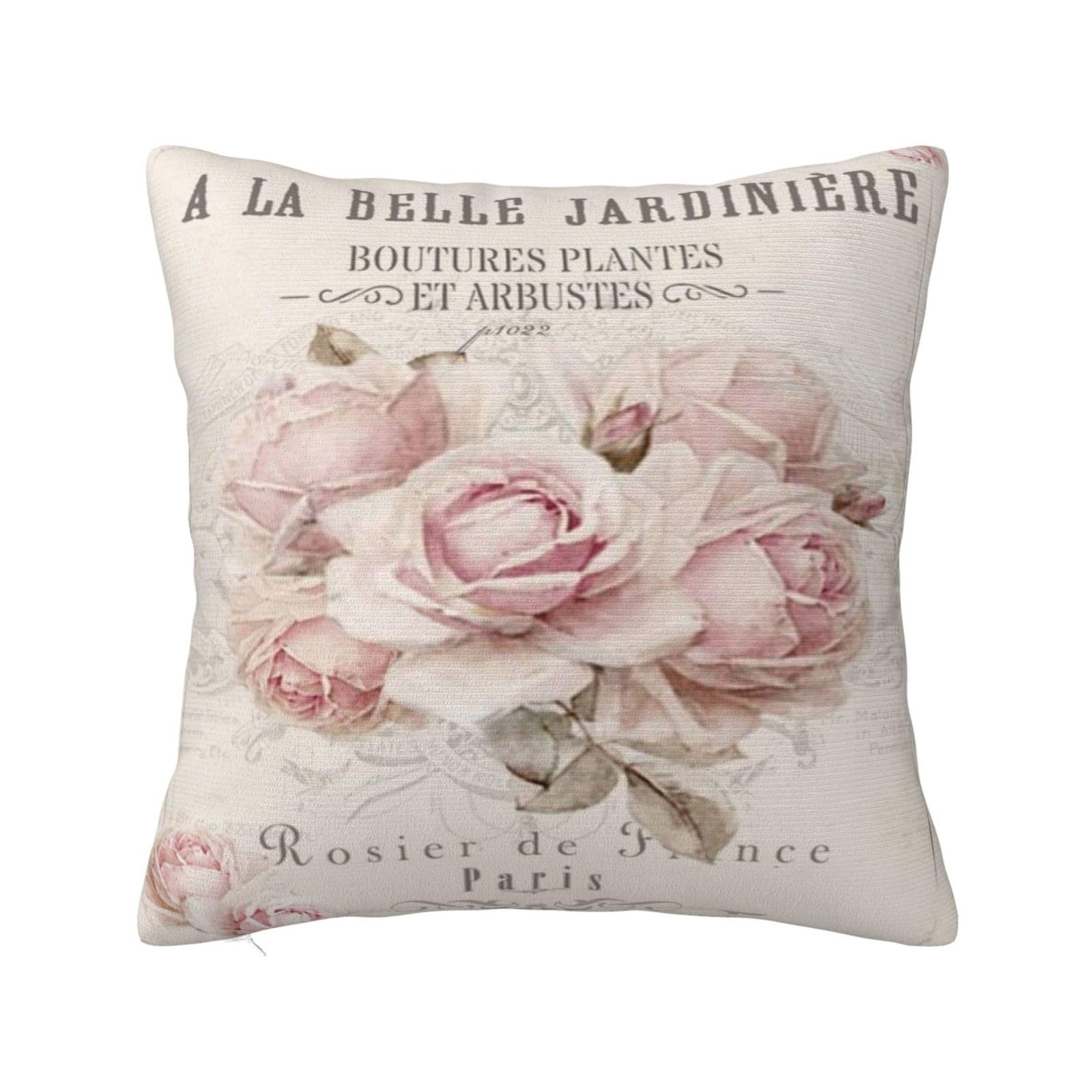 French Shabby Chic,Hidden Zip Pillowcase,Polyester Cushion Covers Pillow Cover,Double Sided Printing Decorative Throw Pillowcase