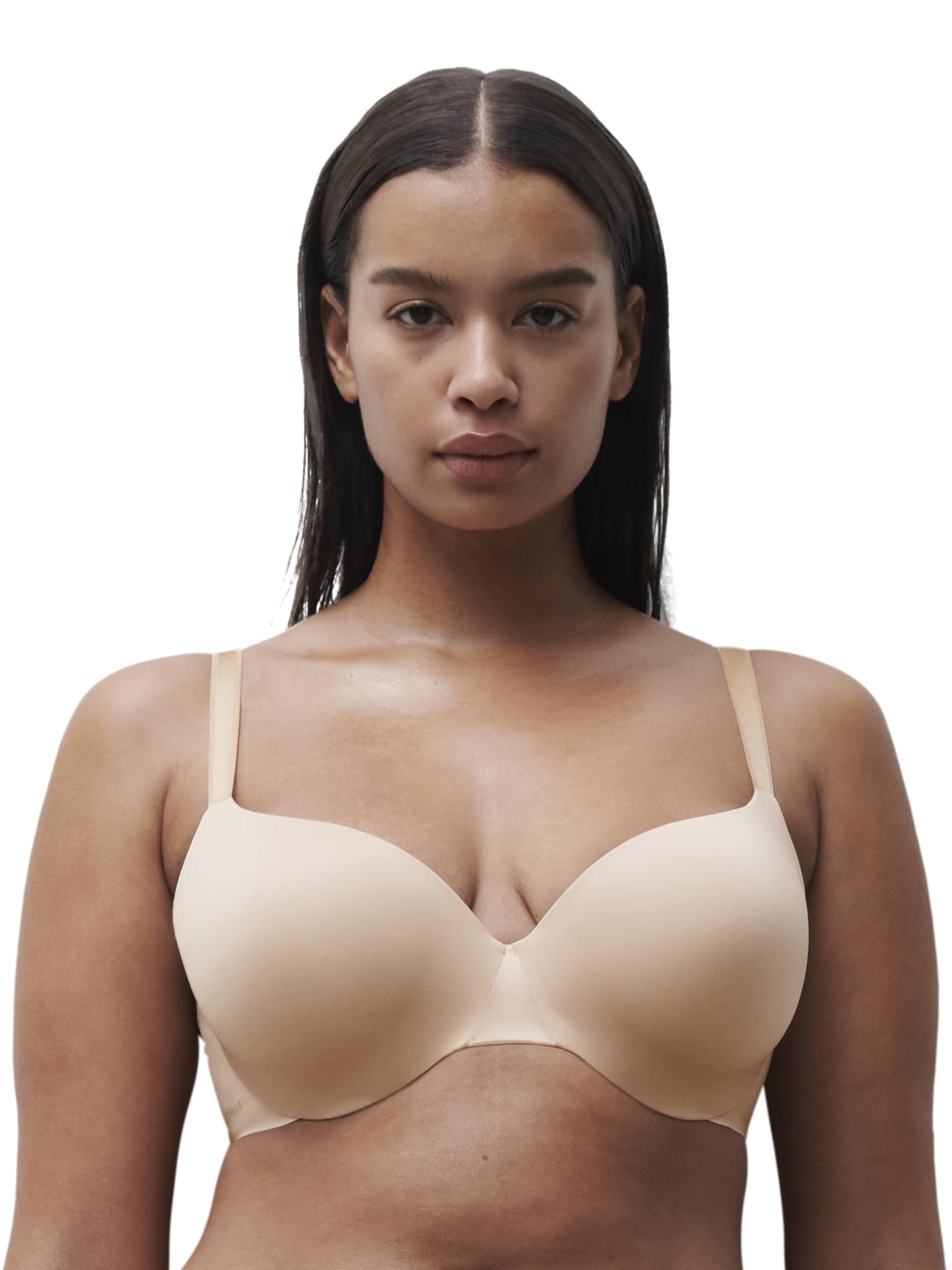 Chantelle Women's, ESSENTIALL, Covering T-Shirt Bra, Women's invisible lingerie, Beige Dore, 34B
