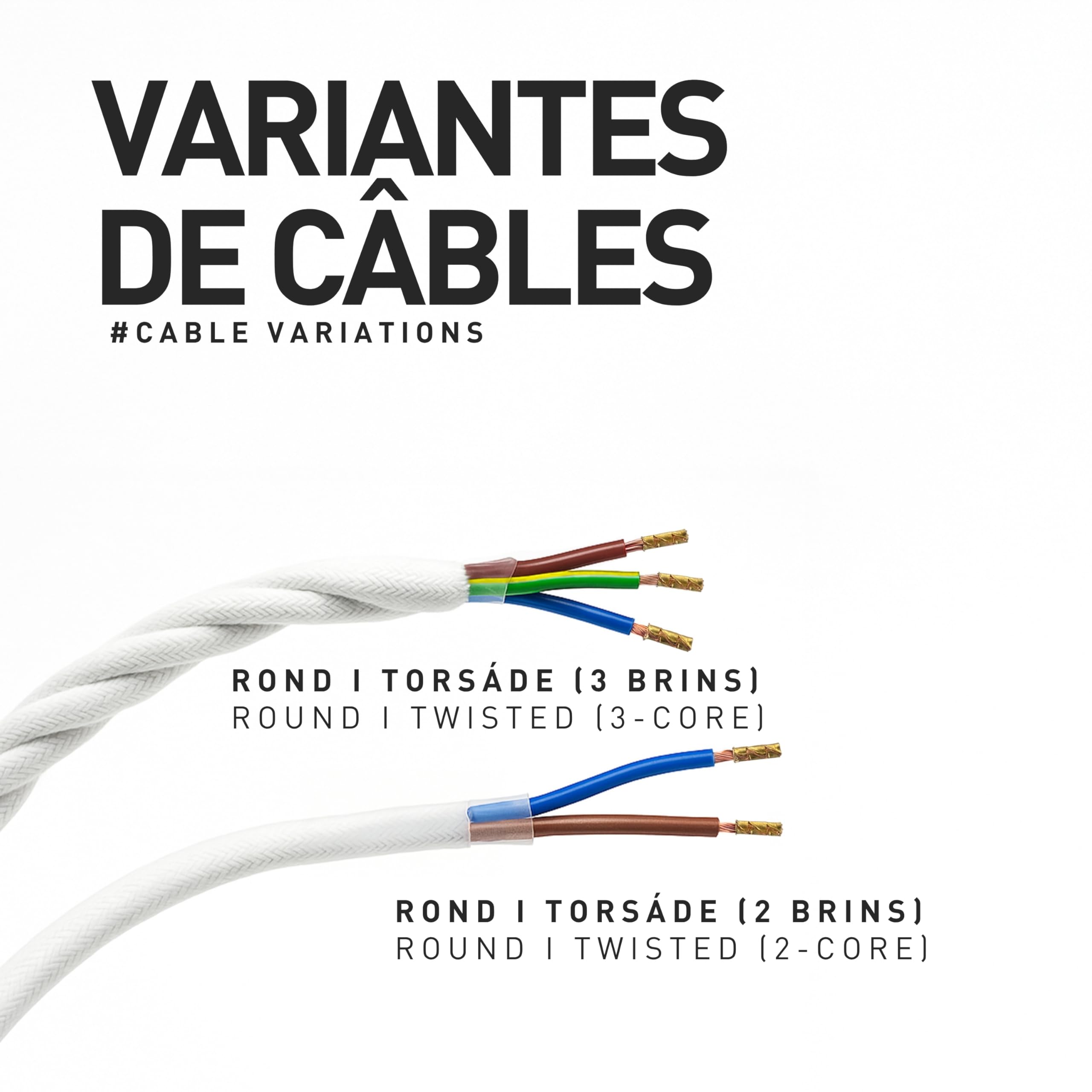 smartect Cable Electrique Textile Jute, Fil Electrique Tissu de 10 Mètres, 3 Conducteurs (3 x 0,75mm²) Cable Tissu Lampe pour Les Projets de Bricolage