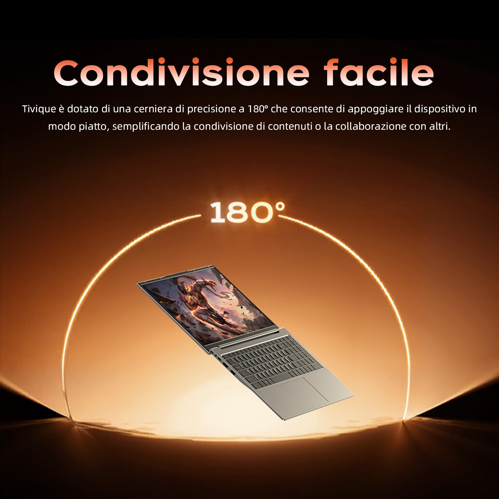 Tivique PC Portatile 15.6" FHD 1920x1080,Ryzen 5 7430U Processore Fino a 4.3 GHz Gaming Laptop 16GB RAM DDR4 * 2.512GB M.2 SSD Laptop,BT5.0, USB3.2,HDMI,Type-C,54.7 Wh Batteria,WiFi 6.0