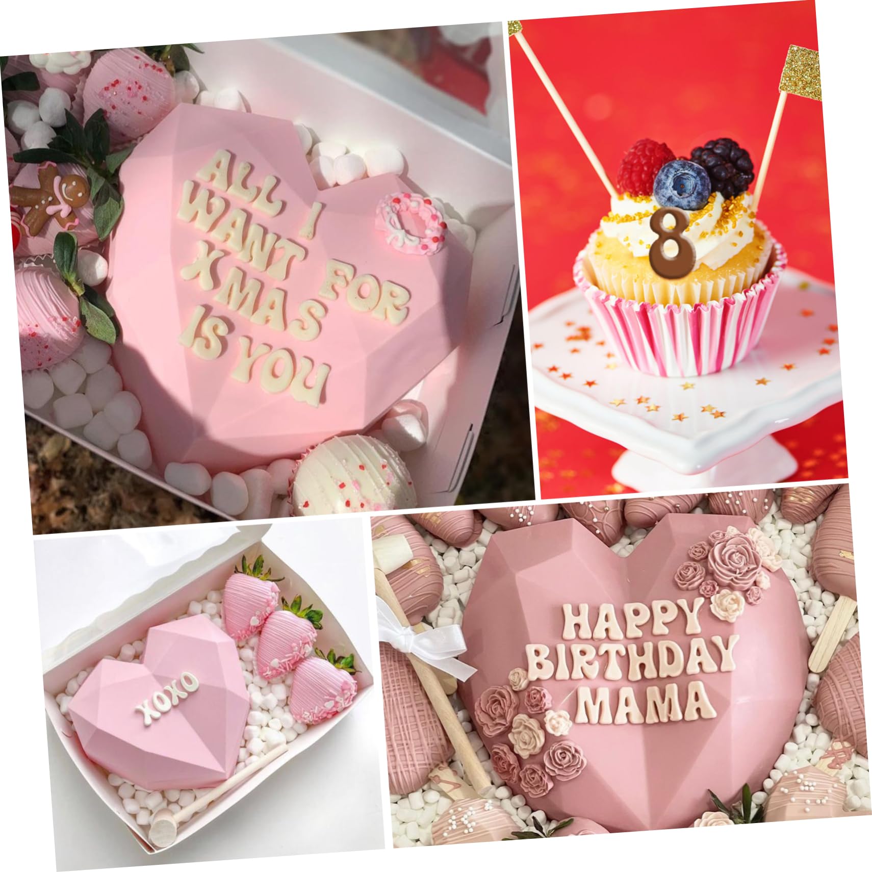 IMIKEYA Set di 4 stampi per lettere di cioccolato alfabeto, stampi per lettere di cioccolato biscotto, stampi per cioccolato, stampo in silicone per cioccolato, gel di silice rosa, 3 pezzi x 4