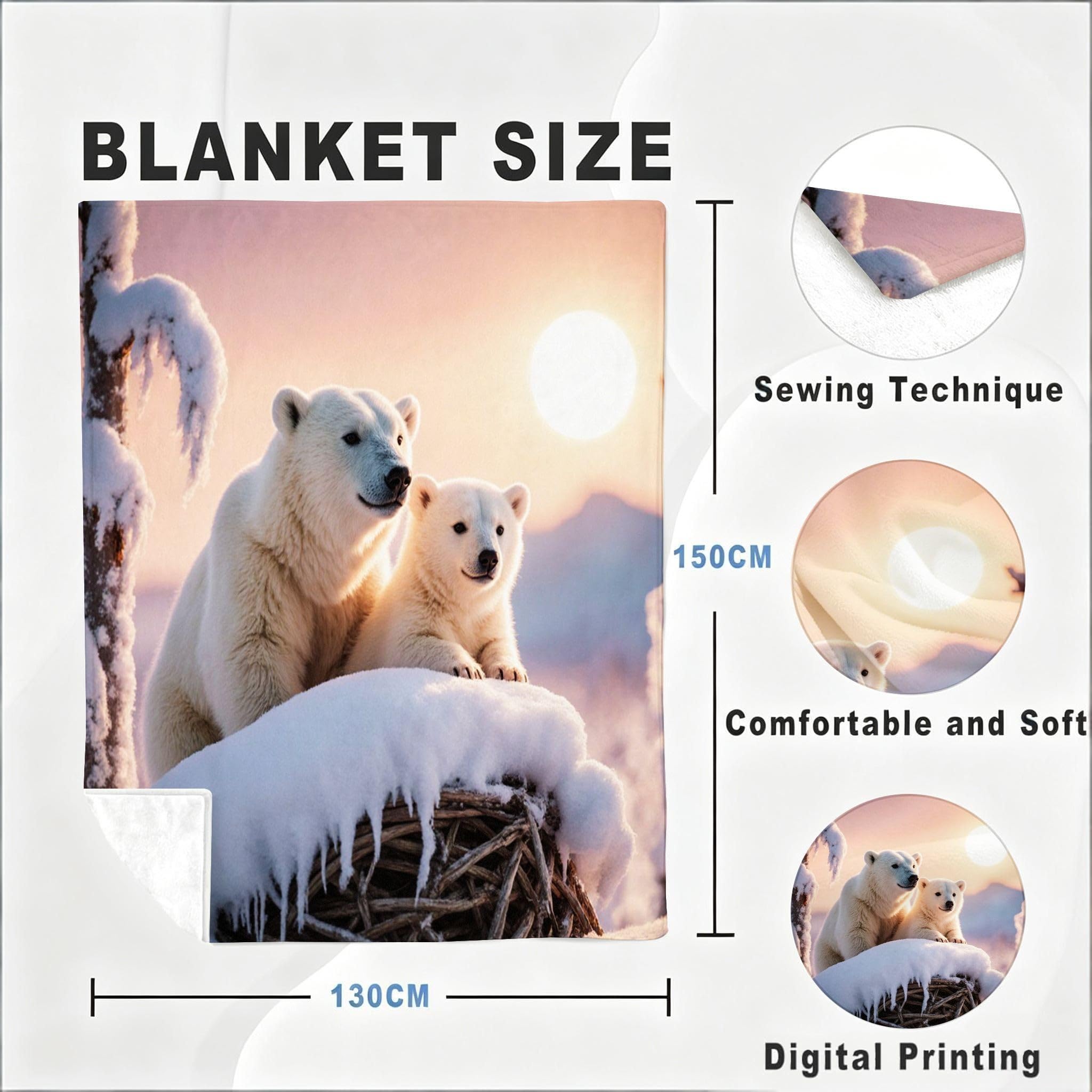 Mantas 3D 220x240cm Oso Polar 3D Franela Frazada para Cama 150-A339