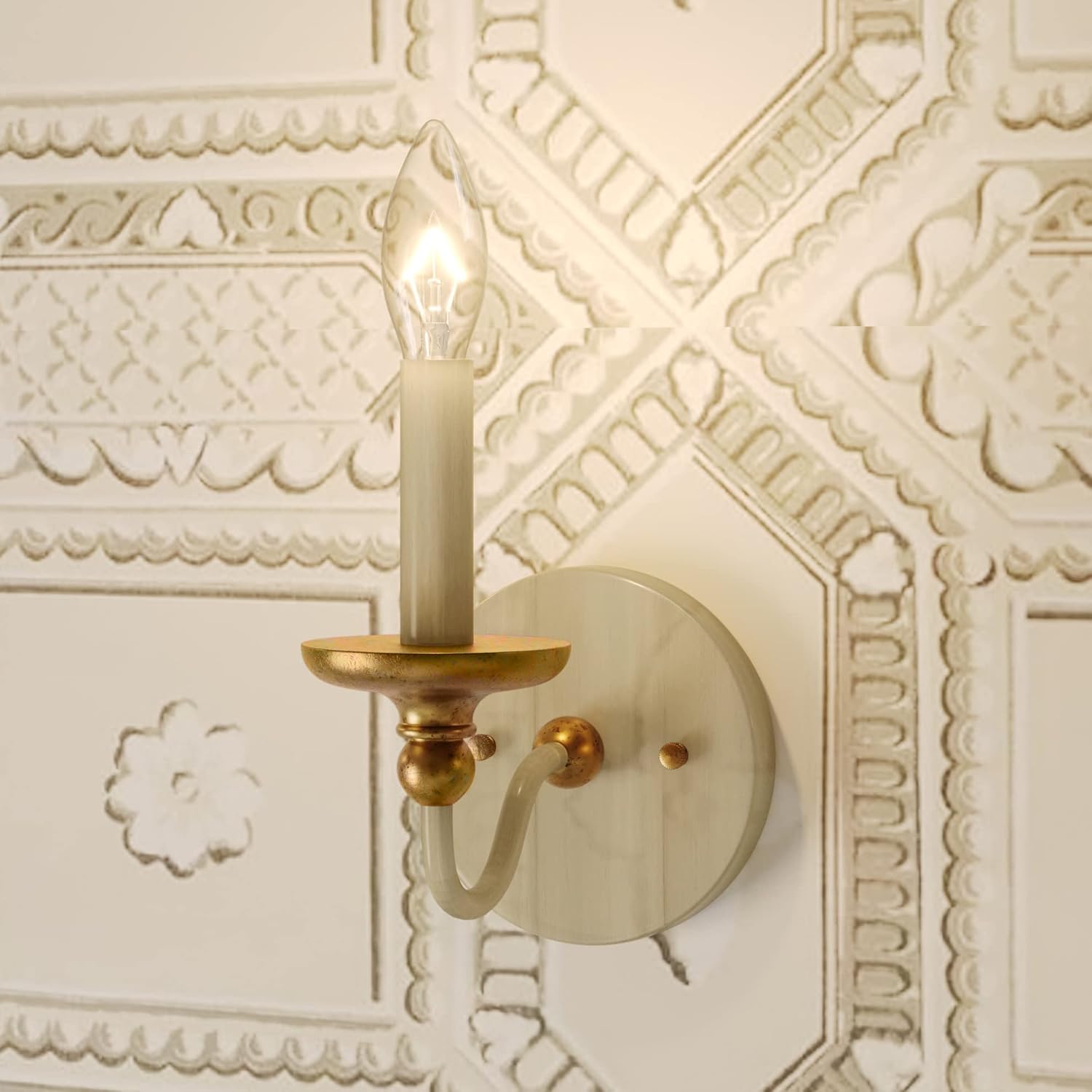 Minka Lavery 1041-677 Westchester County Wall Sconce, 1-Light, 60 Total Watts, 5-in H x 7.38-in W, Sand Coal Black with Skyline Gold Leaf Accents