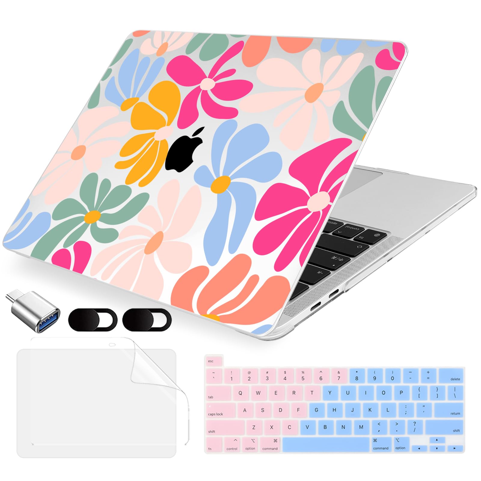 MecBevia Compatible with MacBook Pro 13 inch Case 2022 2021 2020 Release M2 M1 A2338 A2251 A2289, Plastic Hard Shell&Keyboard Cover&Screen Protector&