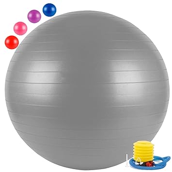 Fitsy AR2232 PVC Gym Ball with Foot Pump, Size 55 CM, (Grey)