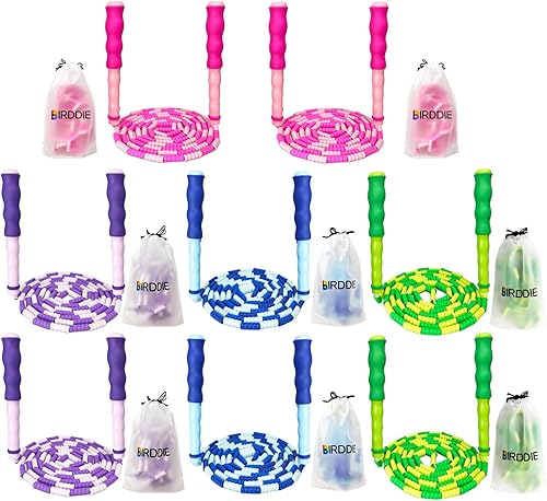 Cuerdas de saltar con cuentas suaves, cuerda de saltar de longitud ajustable, cuerda de salto segmentada sin enredos para ejercicio de niños y