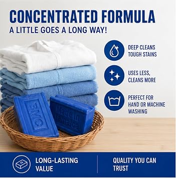 Blue Mountain Country Blue Laundry Soap, Product of Jamaica 3 Pack (4.23 oz Each), Concentrated Formula, Brightens & Whitens Without Bleach, Cleaner & Fresher Laundry