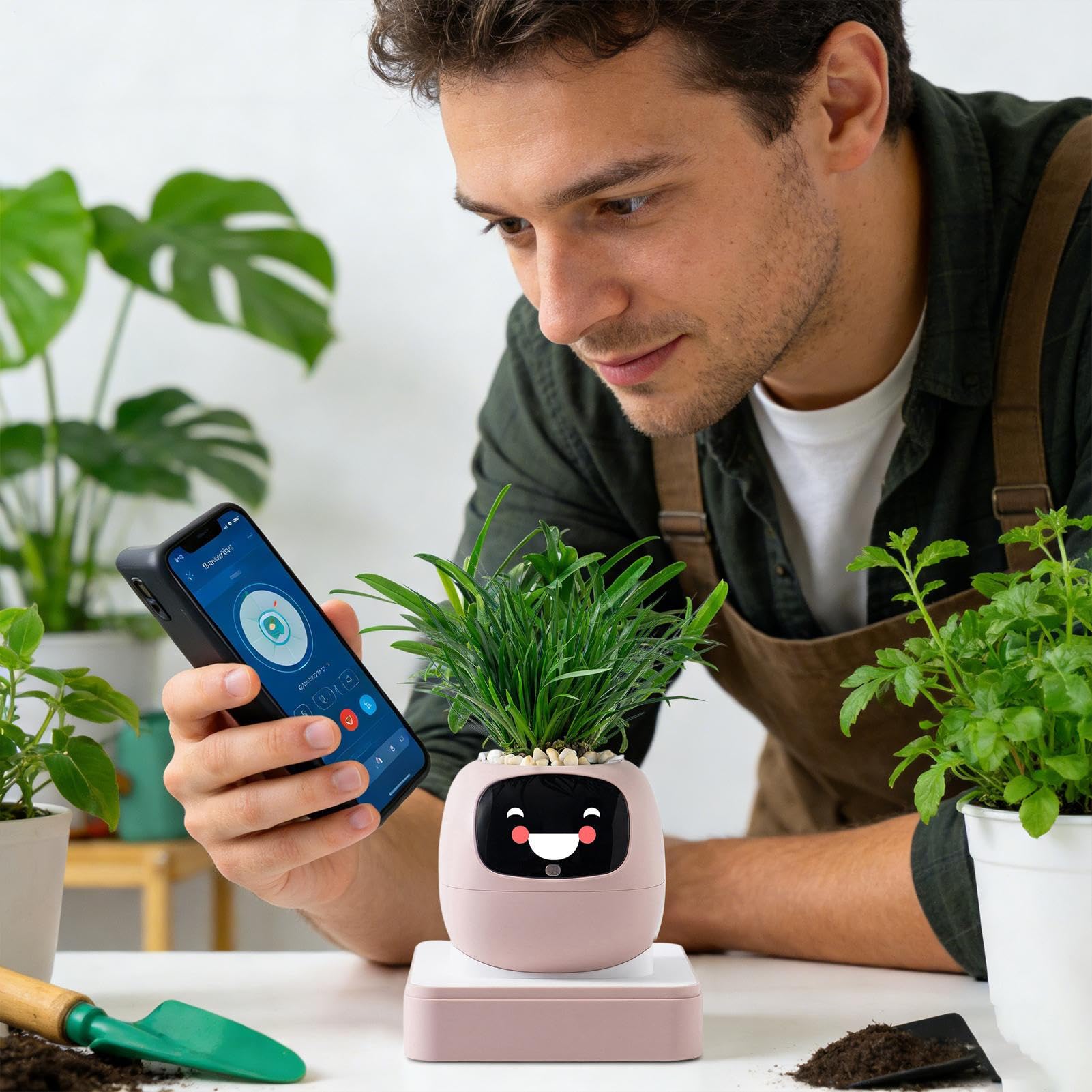 Genérico Vaso intelligente – Fioriera con guida AI per animali domestici nella cura delle piante, vaso per , per interni, casa, ufficio, soggiorno, camera da , balcone, patio