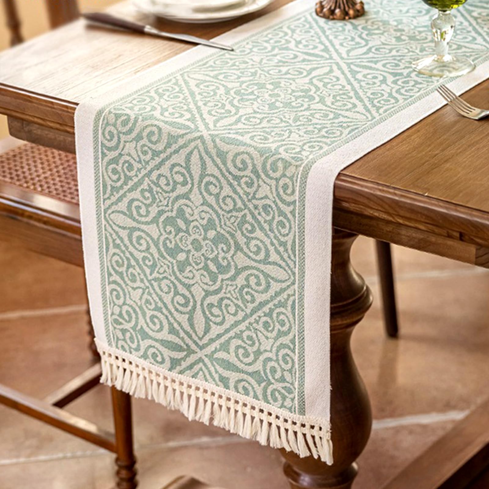 Baumwolle Leinen Tischläufer, Mode Tischläufer, Modern Geometrisches Musterdesign Dekoration Table Runner Waschbar Tisch Dekoration Party Geburtstag Valentinstag Hochzeit Dekor 35 x 180 cm