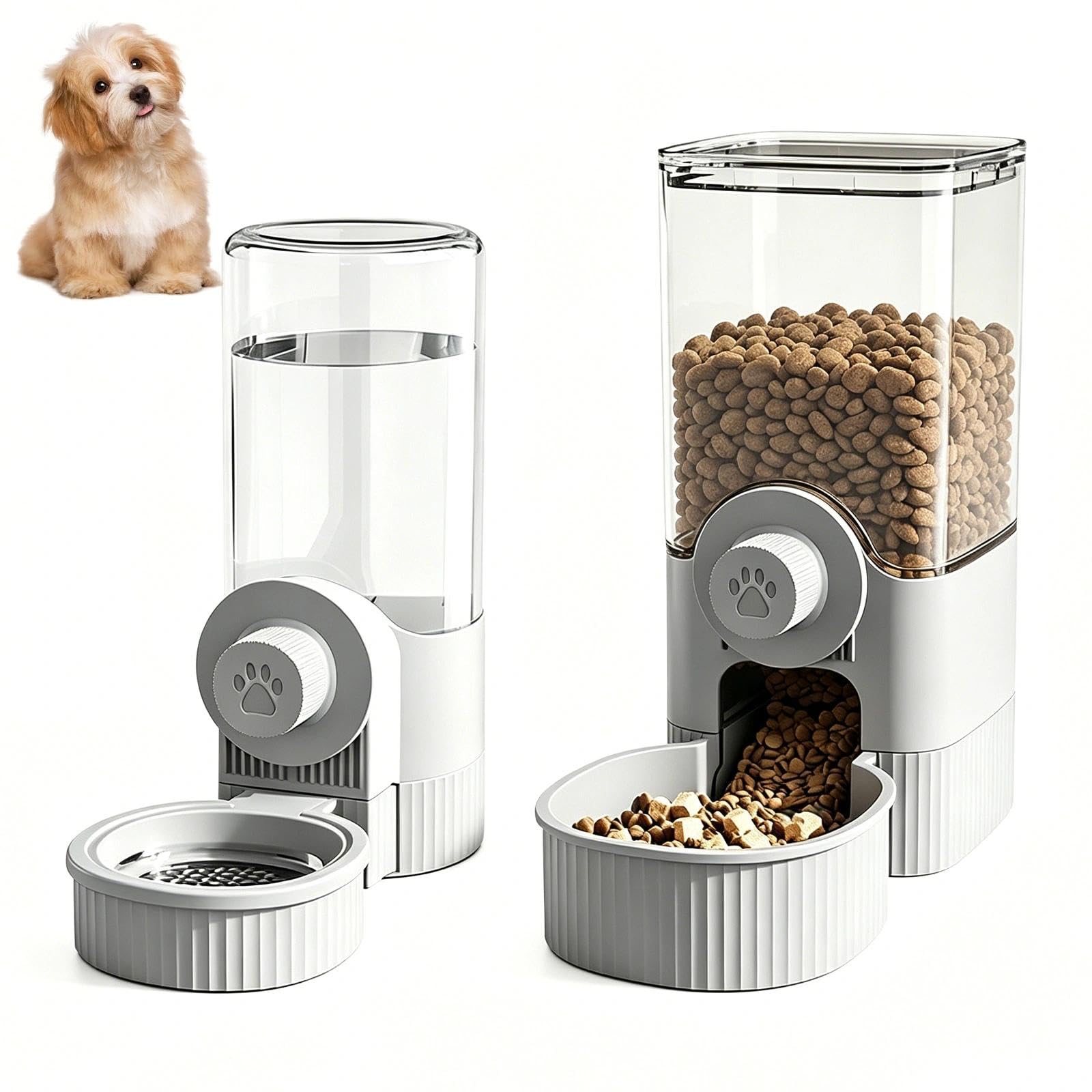 Gravity Rabbit Feeder and Water Bottle Set for Cage Feeding Station — Ideal for Small Dogs, Cats, Kittens, Bunnies, Guinea Pigs, and Ferrets