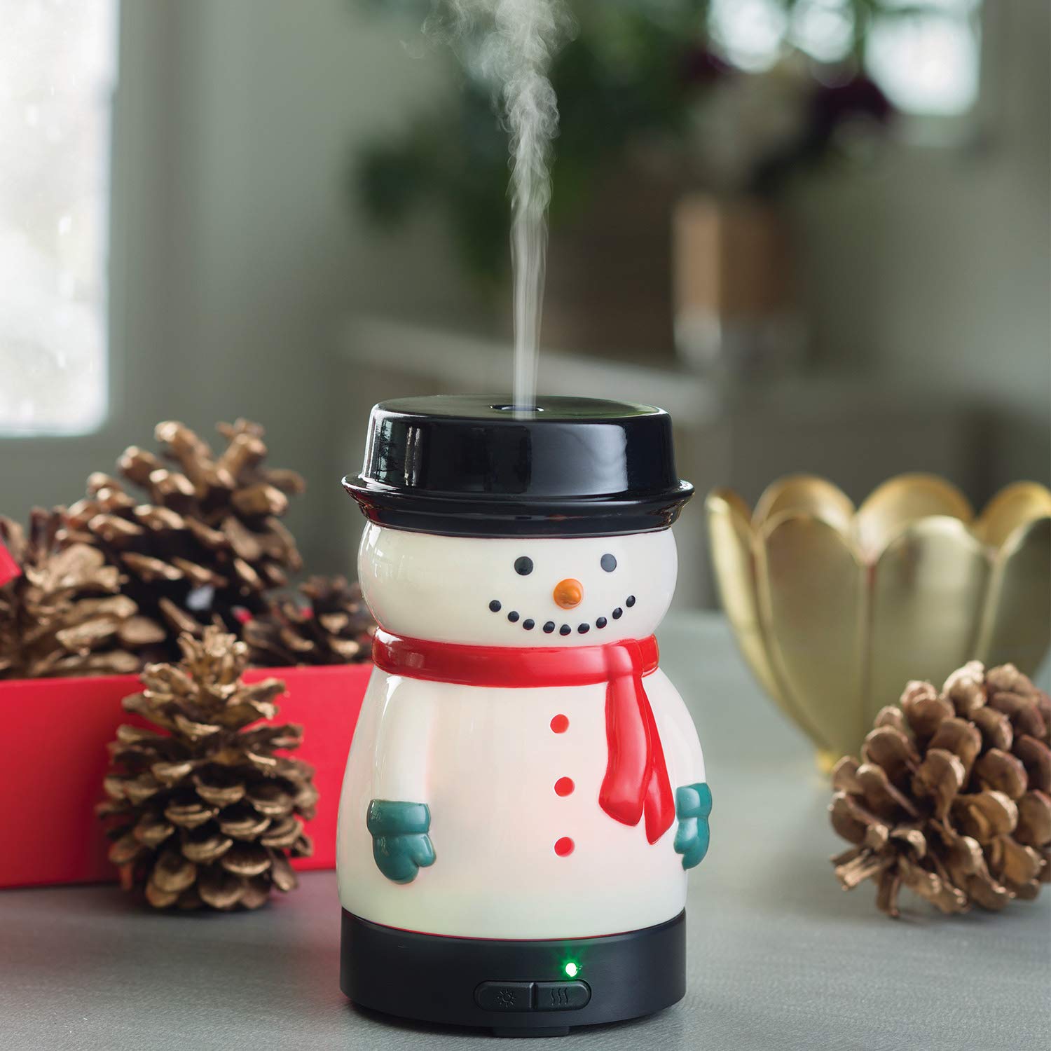 Airome Snowman średni porcelanowy dyfuzor olejków eterycznych, 100 ml, nawilżający ultradźwiękowy dyfuzor do aromaterapii, 8 kolorowych diod LED, przerywana i ciągła mgła, automatyczne wyłączanie
