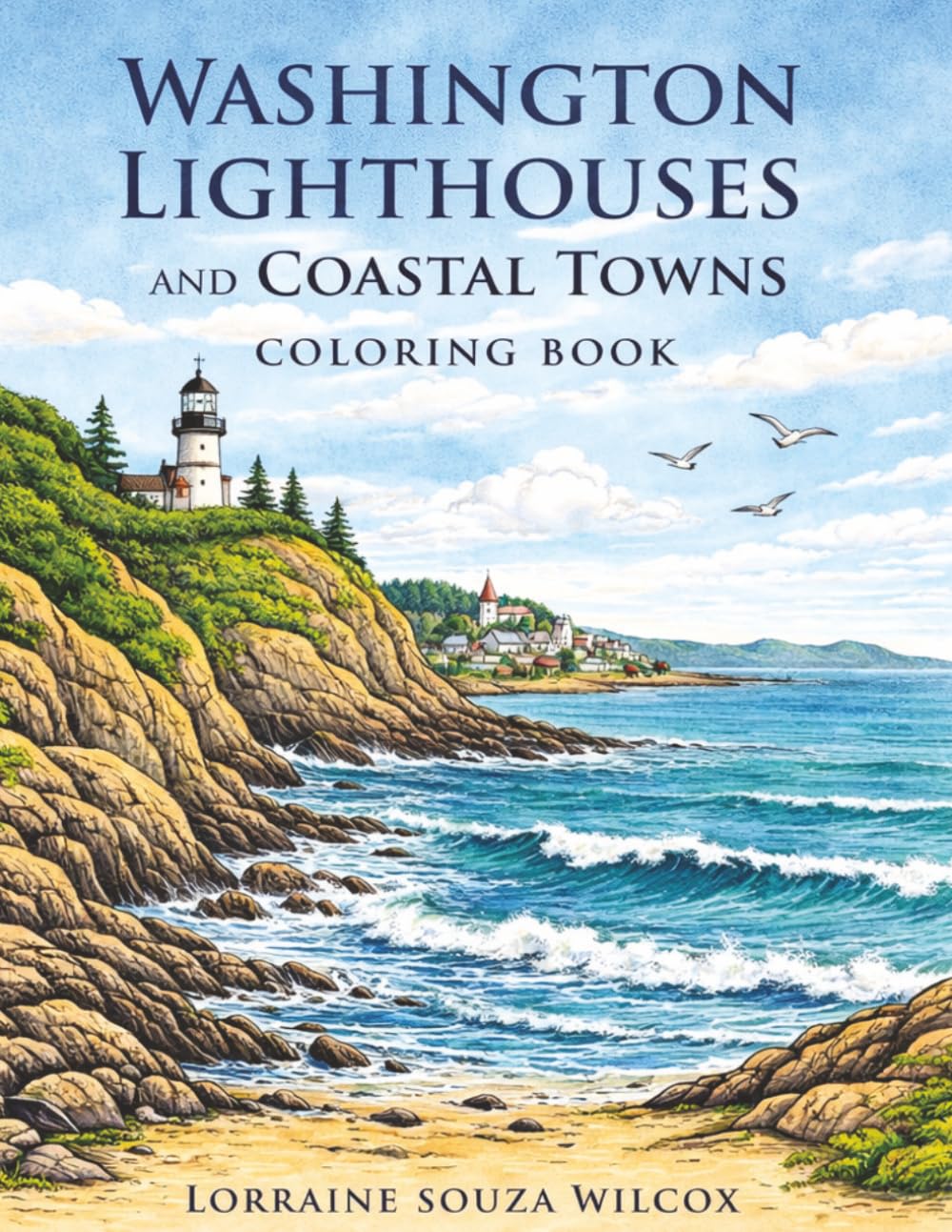 Washington Lighthouses and Coastal Scenes Coloring Book