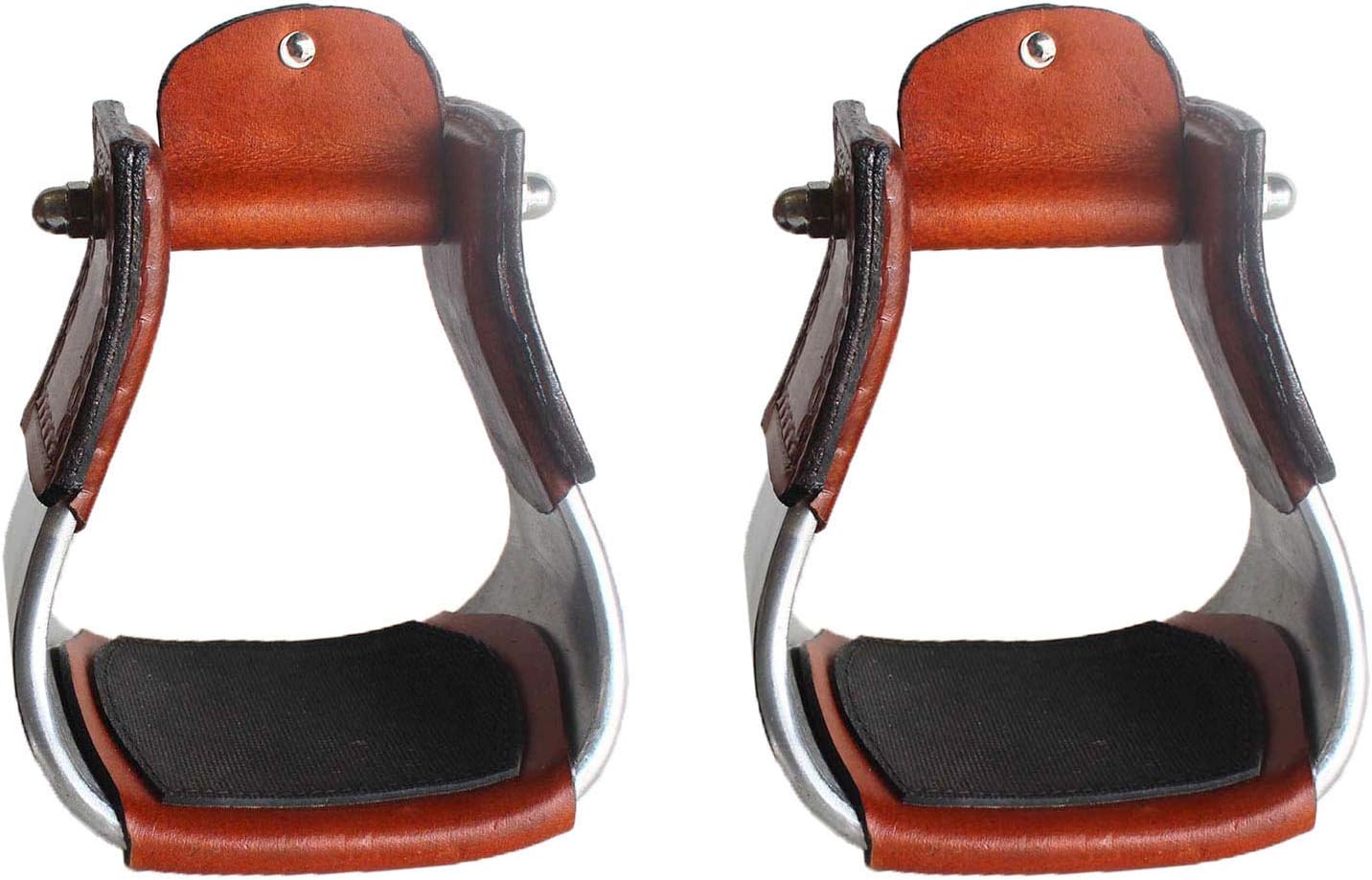 Horse Saddle SS Western Stirrups Pair 3" Neck 4" Tread 51133TN