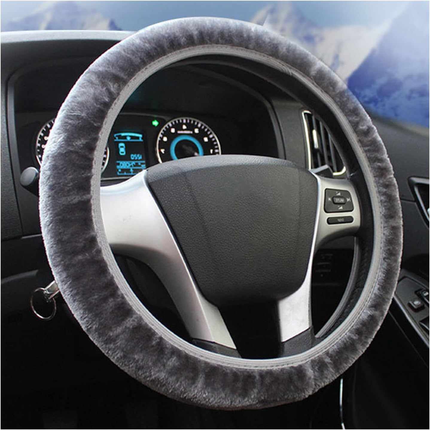 Ziciner Elastic Fuzzy Steering Wheel Cover, 15'' Soft