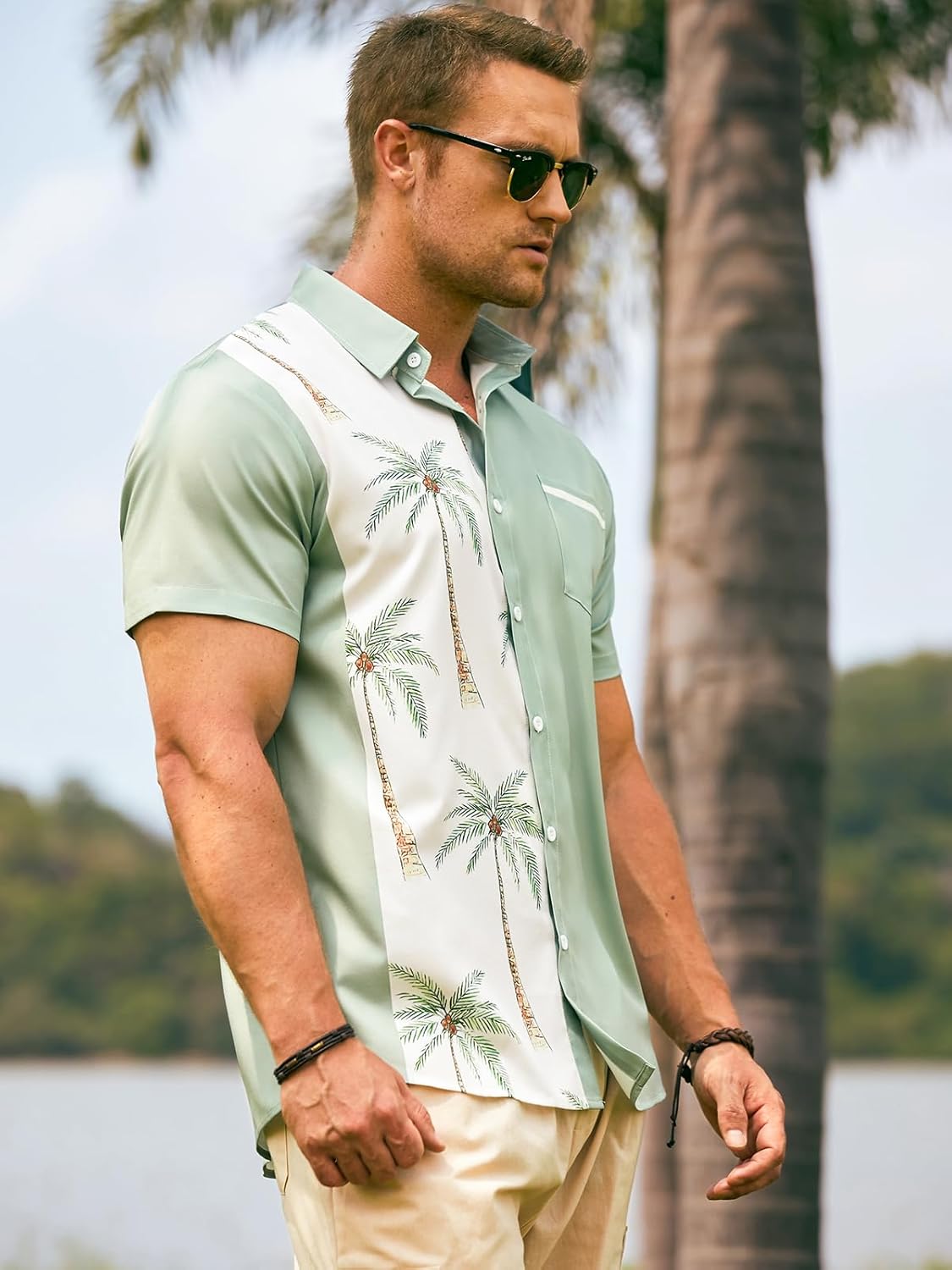 Hardaddy Men's Hawaiian Shirt Short Sleeves Coconut Printed Button Down Summer Beach Casual Shirts - Image 3