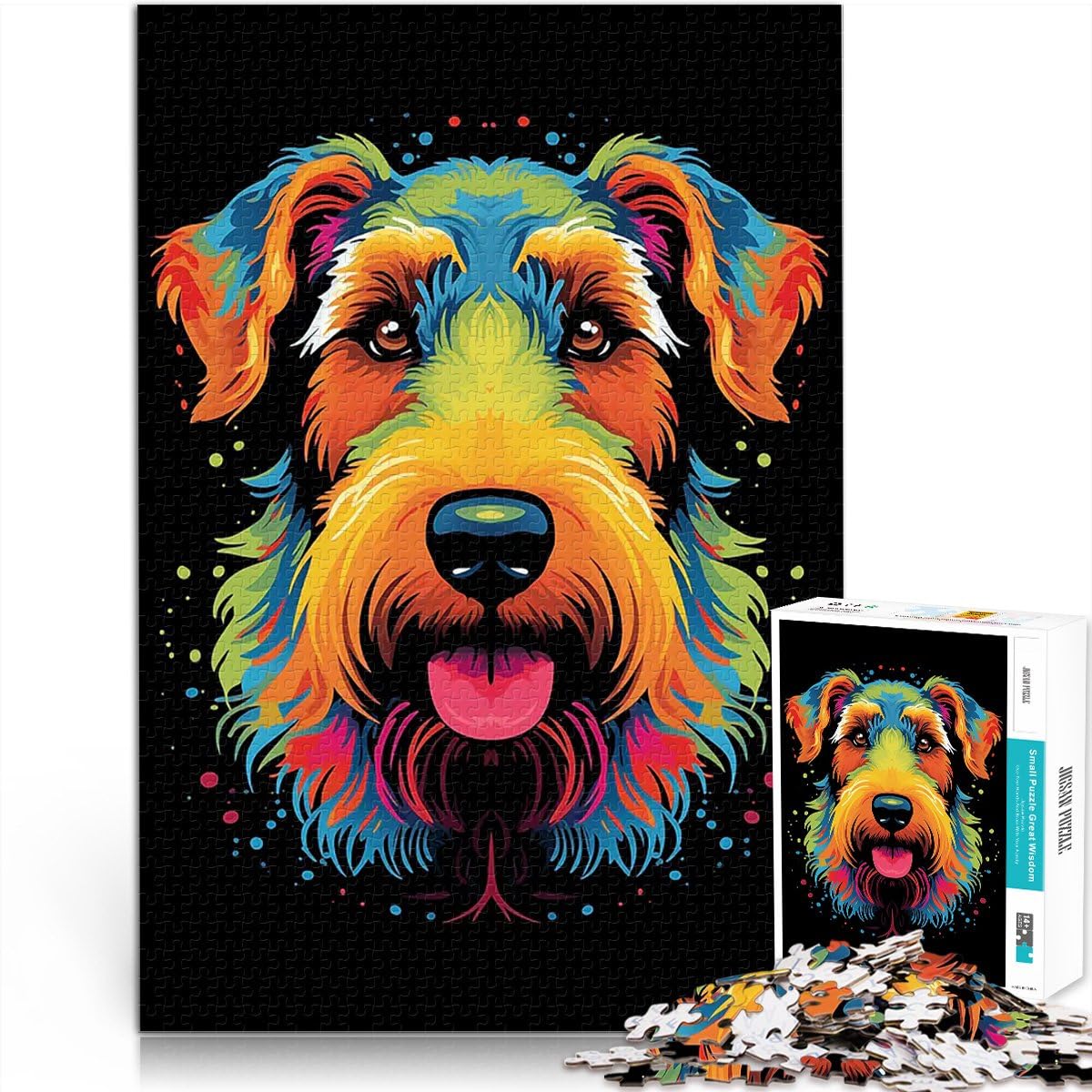Jigsaw Puzzles 1000 Piece for Adults Airedale Terrier Dog Herausfordernd Schwierig Geburtstagsgeschenk, Geschenke, Wandkunst52x38cm — image 1