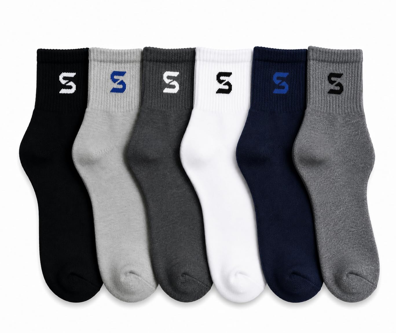 Men's Ankle Length Sports Socks Multicolour, Ribbed Crew Style, Casual and Athletic Wear-image-25