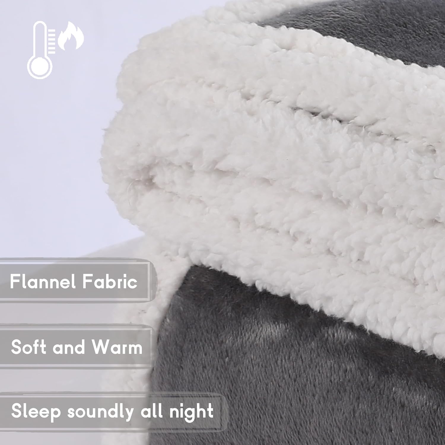 Heated Blanket Electric Blanket Full Size 72''x84'', Soft Flannel Heating Blanket with 1-10 Hour Auto Off - 6 Heat Settings - Machine Washable - Light Grey