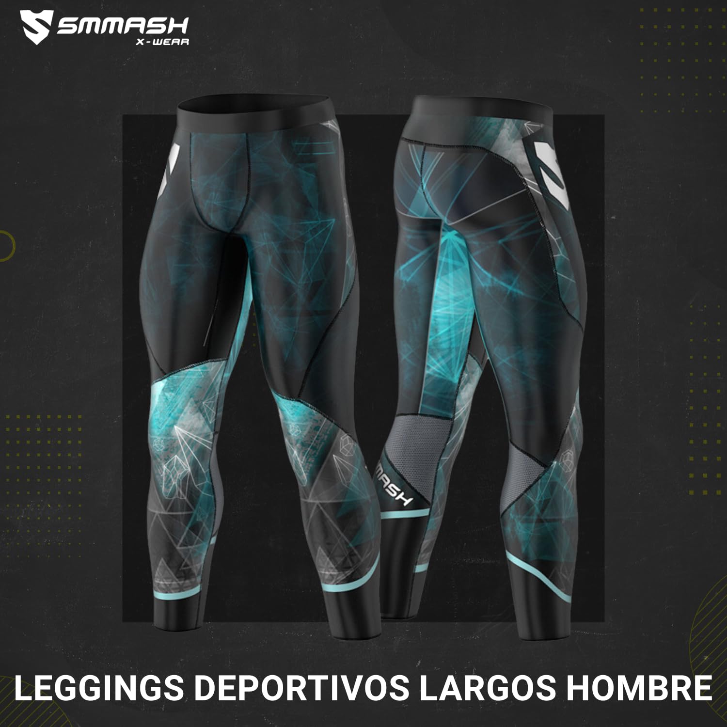 SMMASH Galaxy Deportivo Largo Leggins Hombre, Pantalones Largo Deporte Dombre por un Gimnasio de Yoga Corrientes, Material Transpirable y Antibacteriano