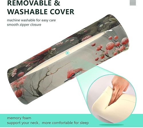 Miniatura 3 de Red Bird - Almohada redonda redonda para dormir, almohada cilíndrica para apoyar la espalda, almohada cilíndrica