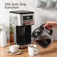 Vista 6 de Cafetera programable de 14 tazas con filtro reutilizable y mantener la placa caliente, pausa automática pequeñas cafeteras con cafetera