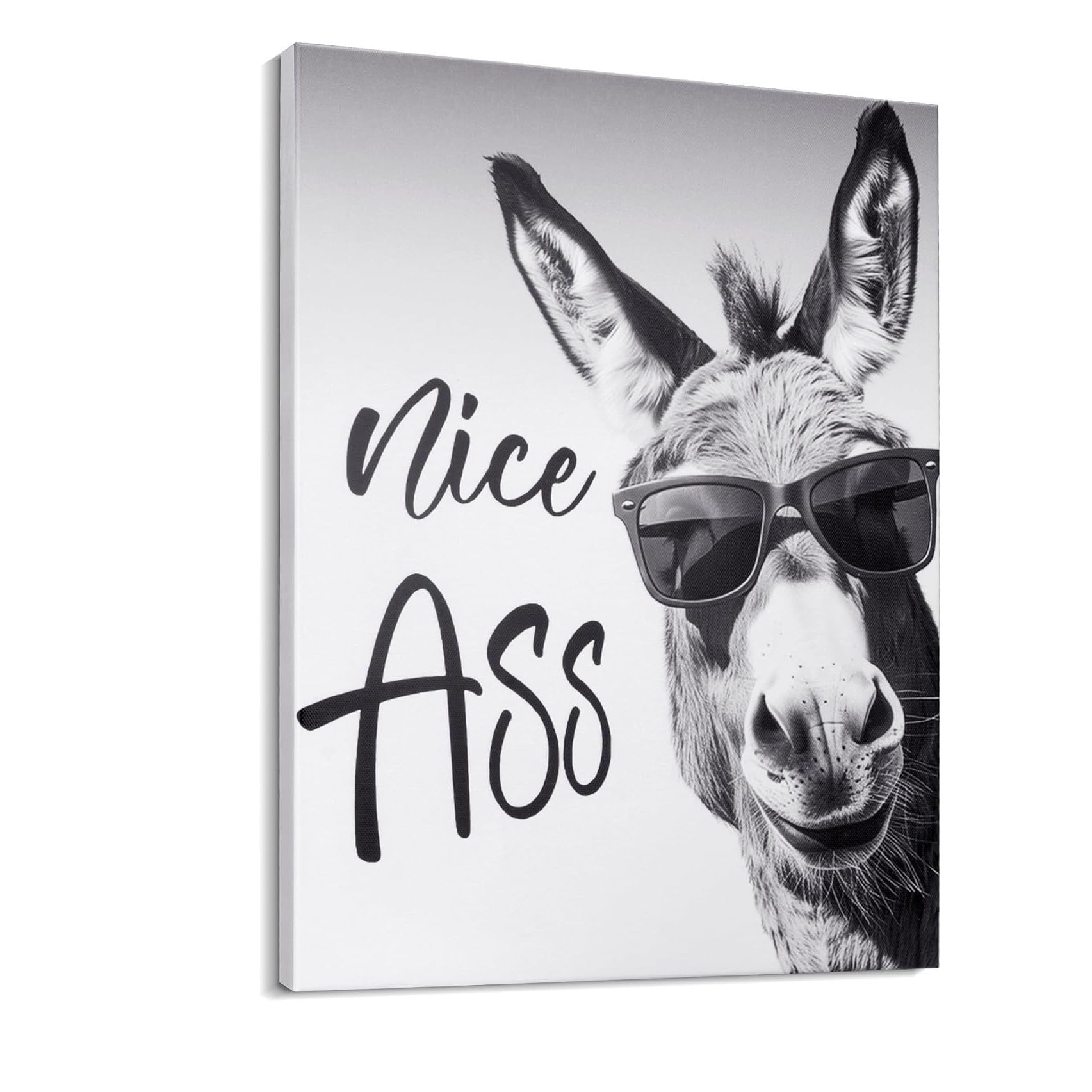 ALCXAZS Durable Funny Bathroom Art Framed Canvas Nice Arse Donkey Art Set Brings Laughter To Any Bathroom Setting Bright Living