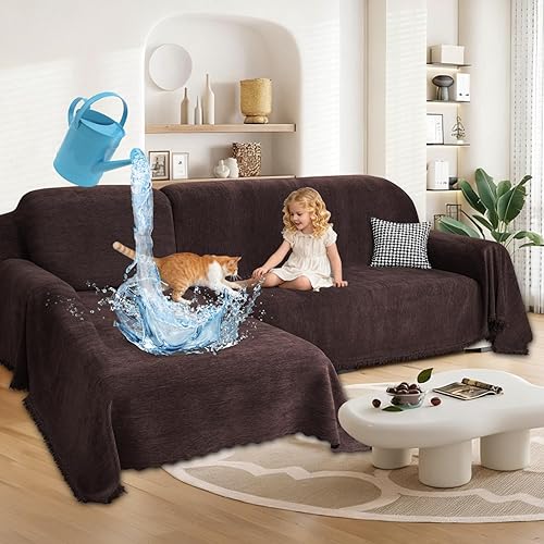 Miniatura 15 de Fundas 100% Impermeables para Sofás Modulares en Forma de L para Perros, Juego de Mantas de Chenilla para Sofás, 2 Piezas, Funda Desmontable con