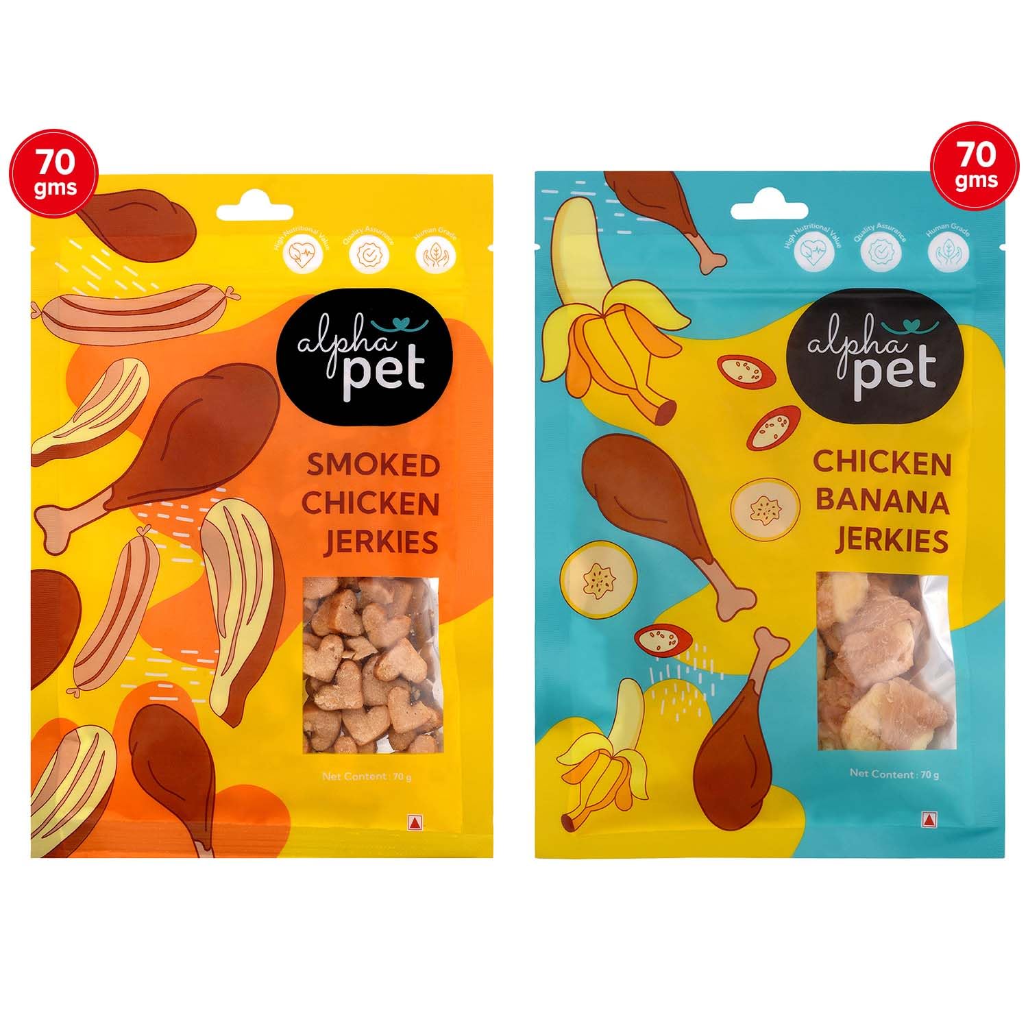 ALPHAPET Smoky Delights: 70 Grams of Savory Smoked Chicken and Banana Jerky - Irresistible Canine Treat for Dogs - Pack of 2 (B0D1454JH7) Amazon Price History, Amazon Price Tracker