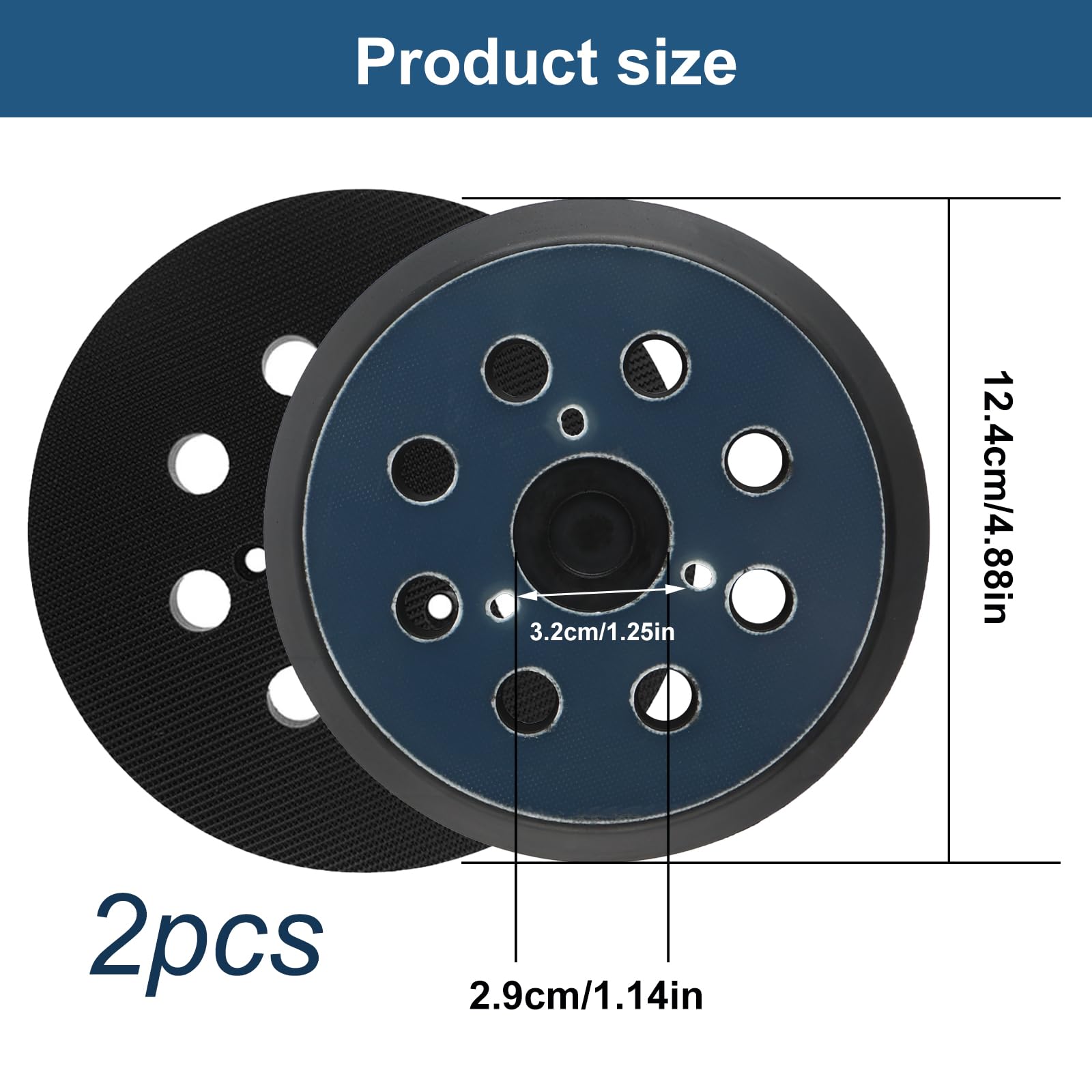 Schuurschijven, 125 mm, klittenbandsteunschijven voor Makita, schuurplaat 125 mm met klittenband, accessoires voor Makita BO5041, BO5031, BO5021, M9204, excentrische schuurmachine (8-gaats 3-oog