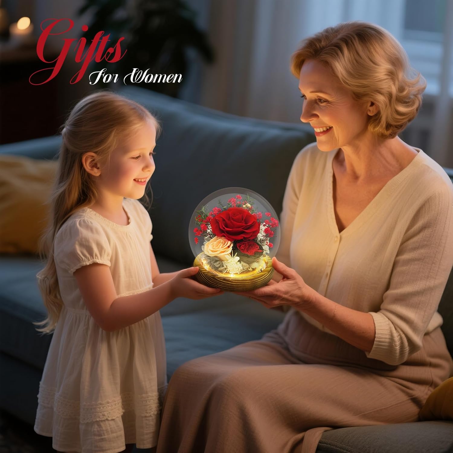 Preserved Flowers Birthday Gifts for Women Preserved Rose in Glass Dome Forever Fresh Flowers for Delivery Prime Red Eternal Rose Gifts for Her Valentines Day Anniversary for Wife Girlfriend - Image 3