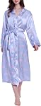 Lavenderi Women's Long Classic Satin Kimono Lounge Bathrobe Robe