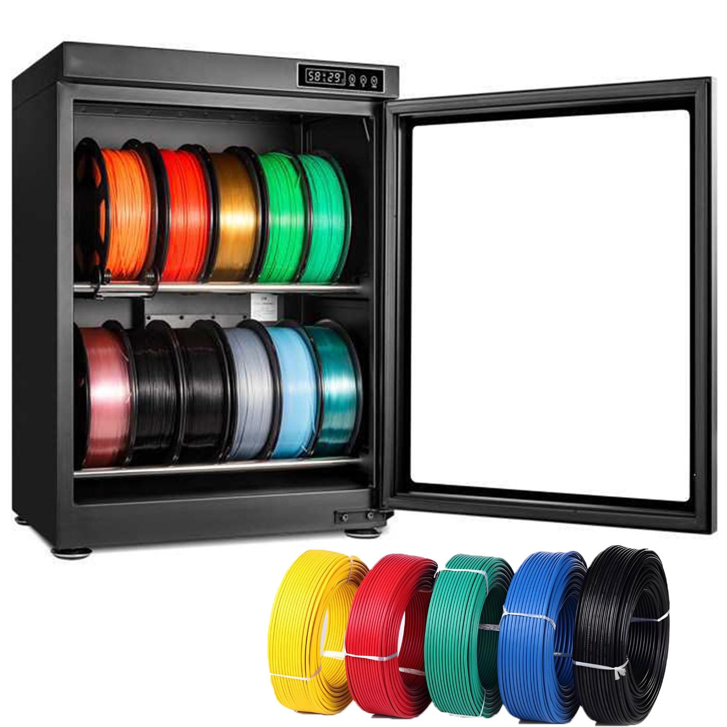 GTANND 3D Printer Filament Storage Box,RH15%-RH60% Dehumidification Range,Sealed 3D Printer Filament Dry Cabinet with Humidity Control,Moisture-Proof & Damp-Proof SD070
