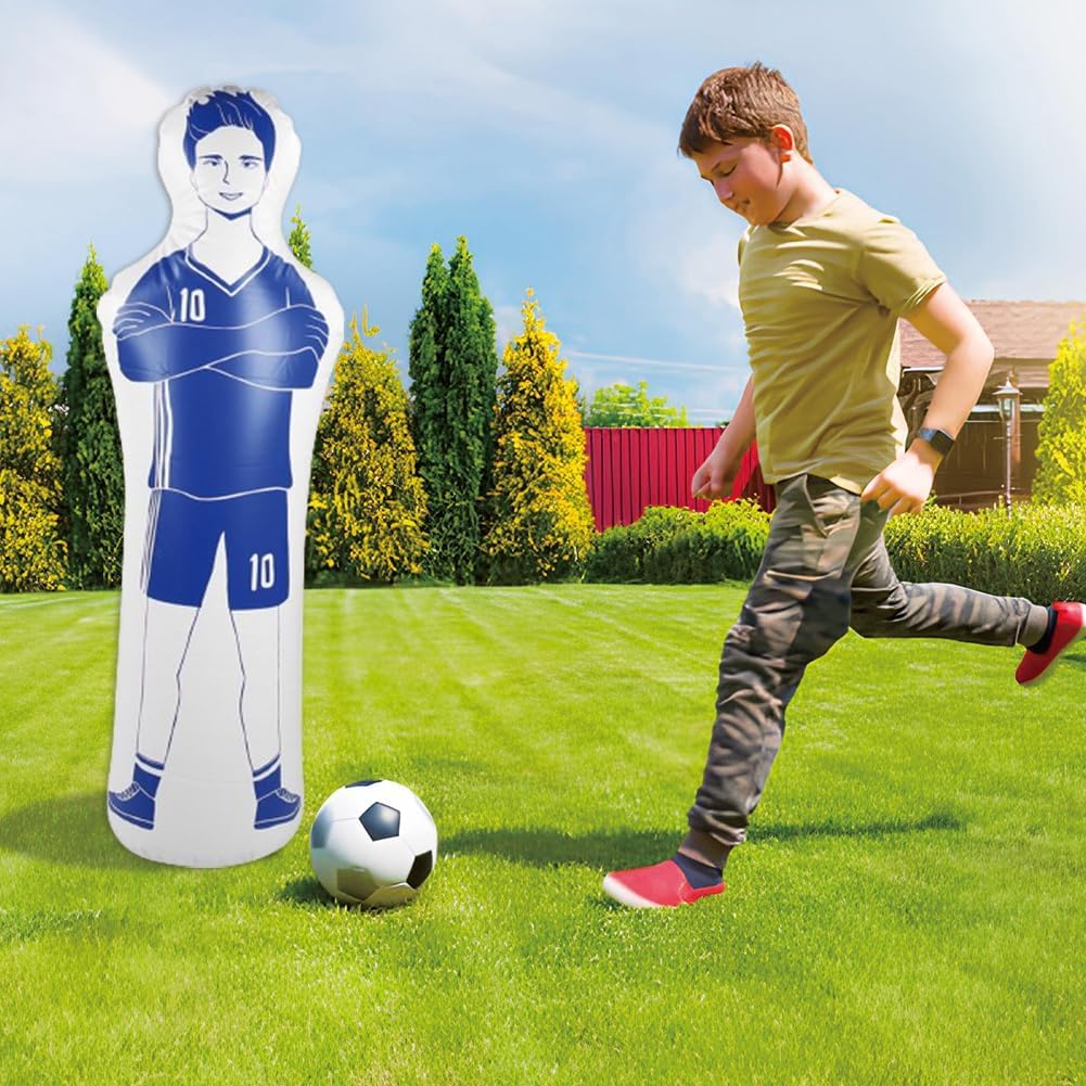Aufblasbarer Fußball-Dummy, Fußball-Trainings-Dummy Tumbler Air Mannequin Free Kick Defender Wall Punching Tower Bag Boxsäule Sandsäcke für Kicks Dribbling Passing Drills