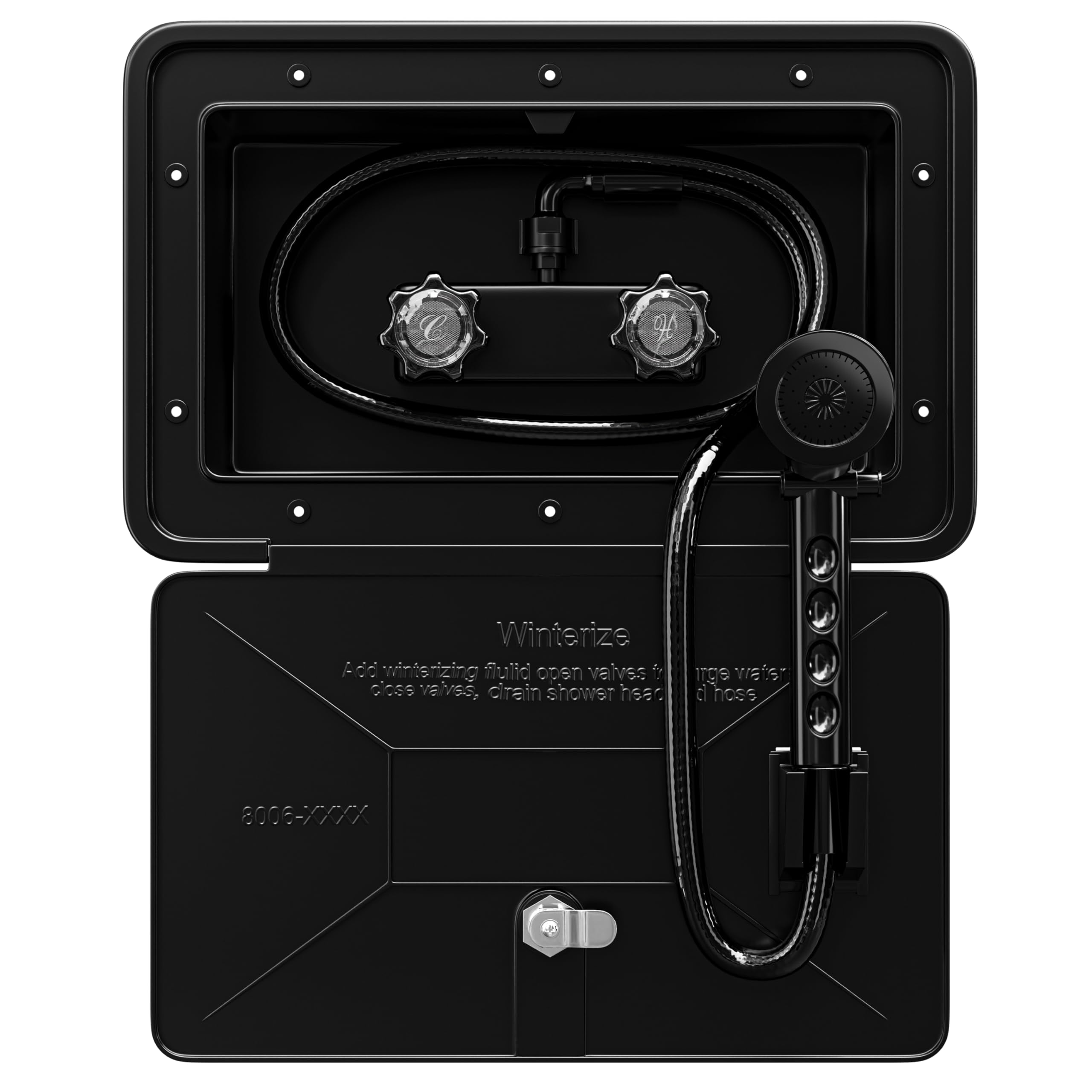 RV Exterior Shower Box Kit ABS Hose Camper Trailer Cowboy Shower (Black)
