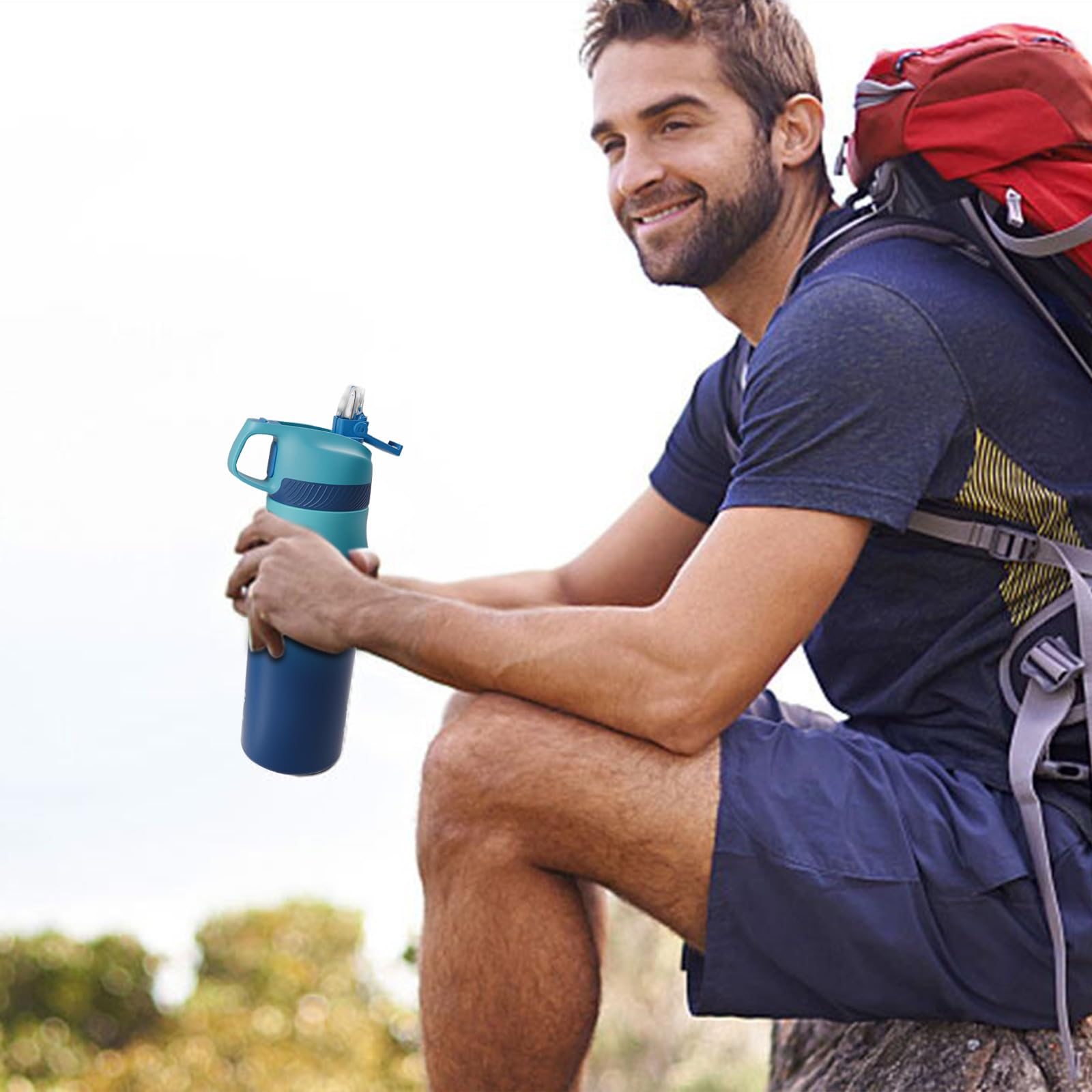 Fjbottle Borraccia Termica con cannuccia Sportiva 550ml/710ml, Senza Perdite e BPA - Bottiglia Termica Palestra per Bambini, Scuola, Campeggio, Yoga