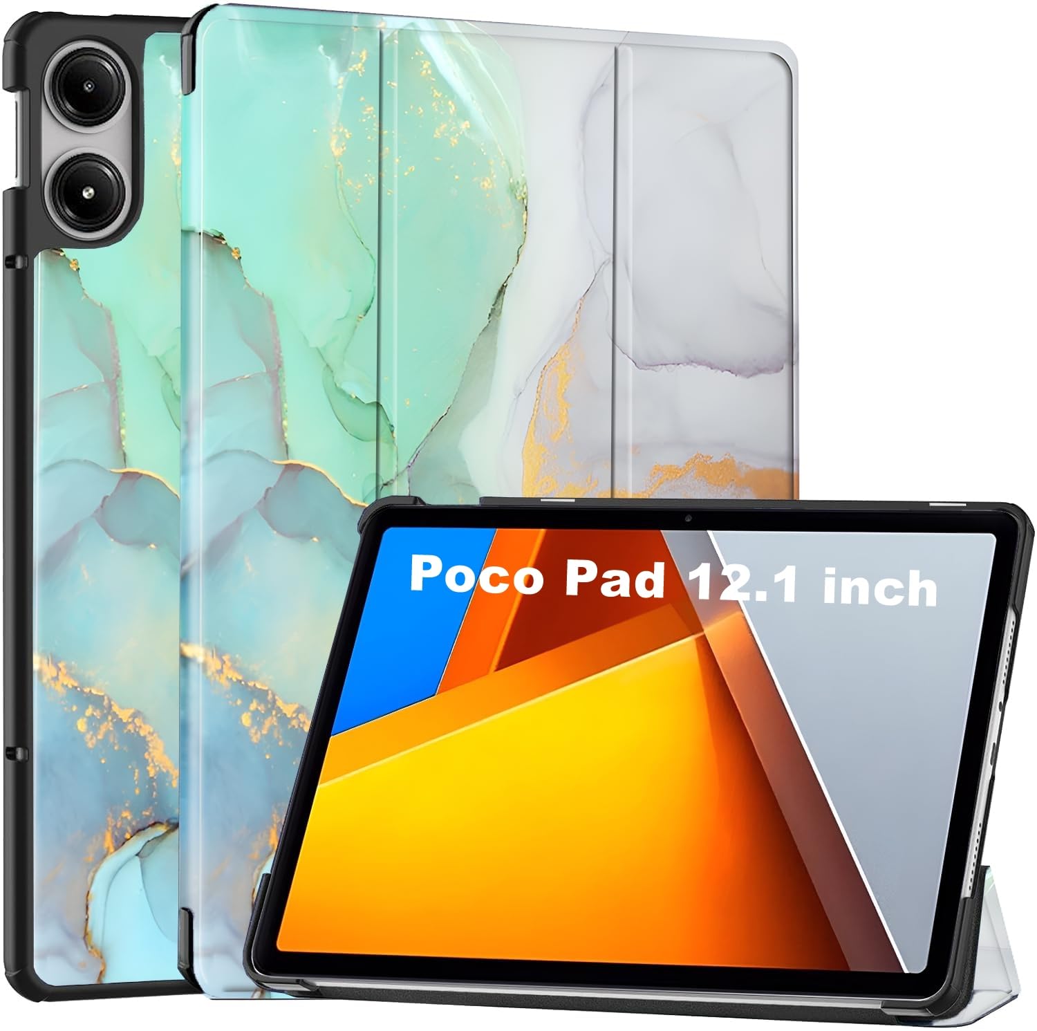 ProElite Cover for Poco Pad 12.1inch Cover Case, Trifold Flip Case for Poco Pad 12.1 inch Tablet Support Auto Sleep Wake Feature, Marble Green (B0D8TLCR1J) Amazon Price History, Amazon Price Tracker