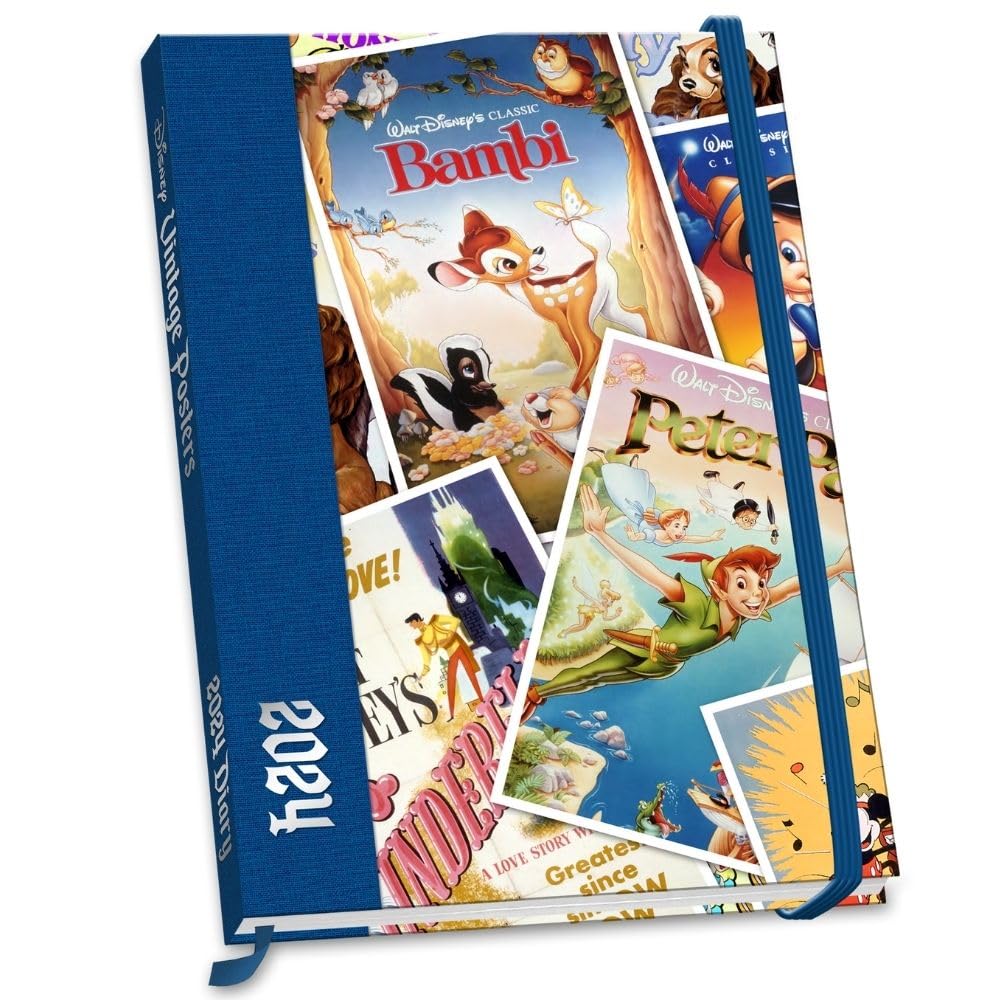 Disney Vintage Posters 2024 Diary, Week To View A5 Size Diary, Official Product