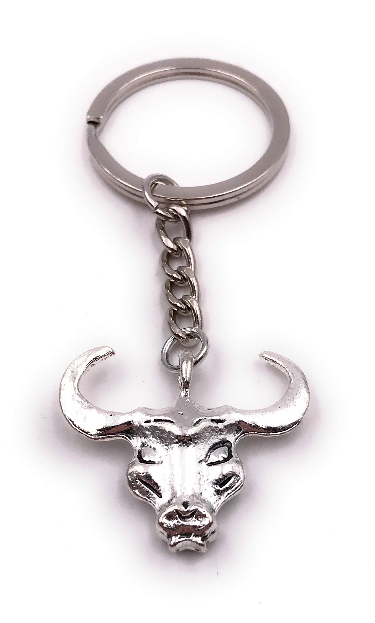 Onwomania Verschieden Keychain Bull's Head Plain Bull's Head Antler Silver Charm Chain Key Ring