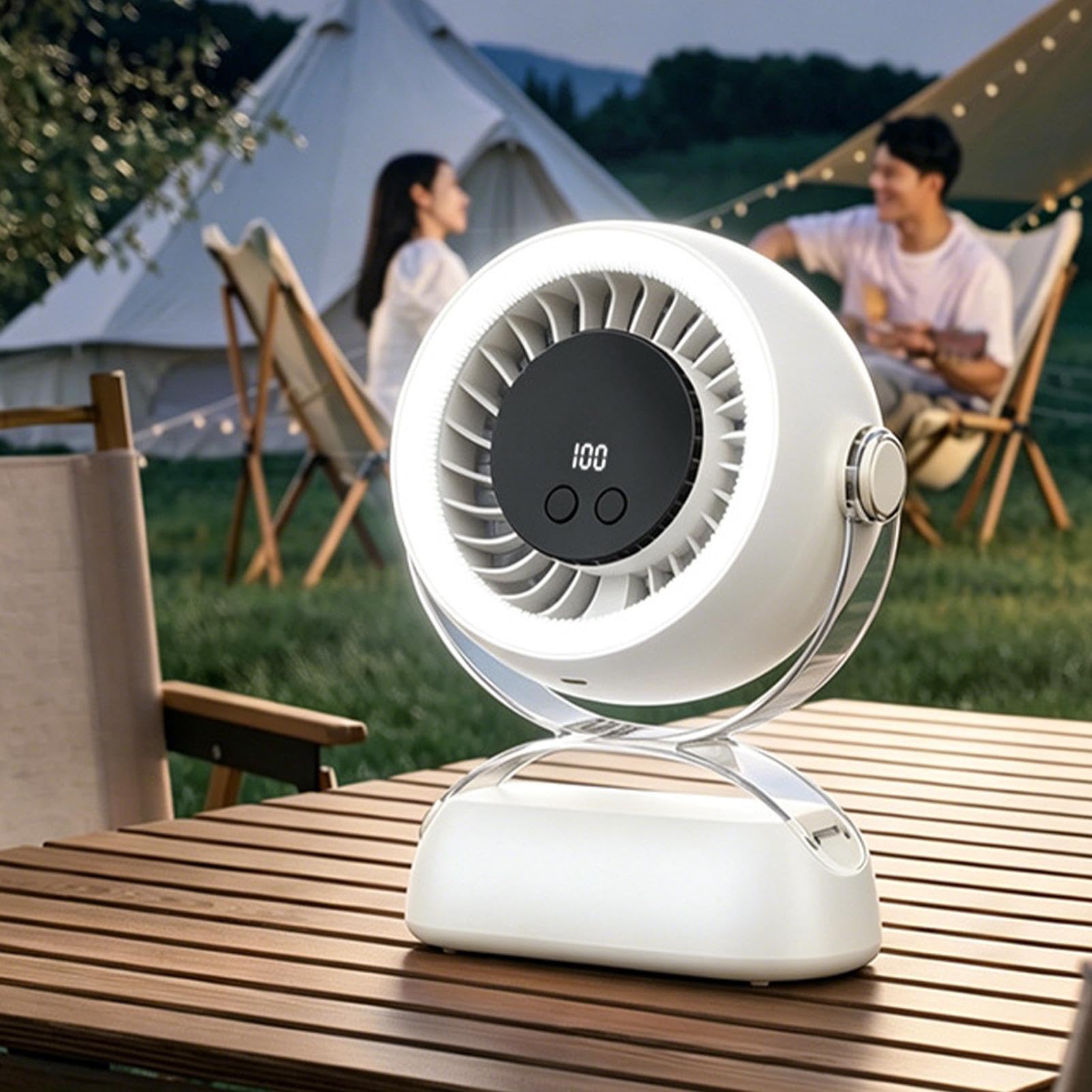 Ventilatore da Scrivania Ufficio Ricaricabile Con Luce E 100 Velocità