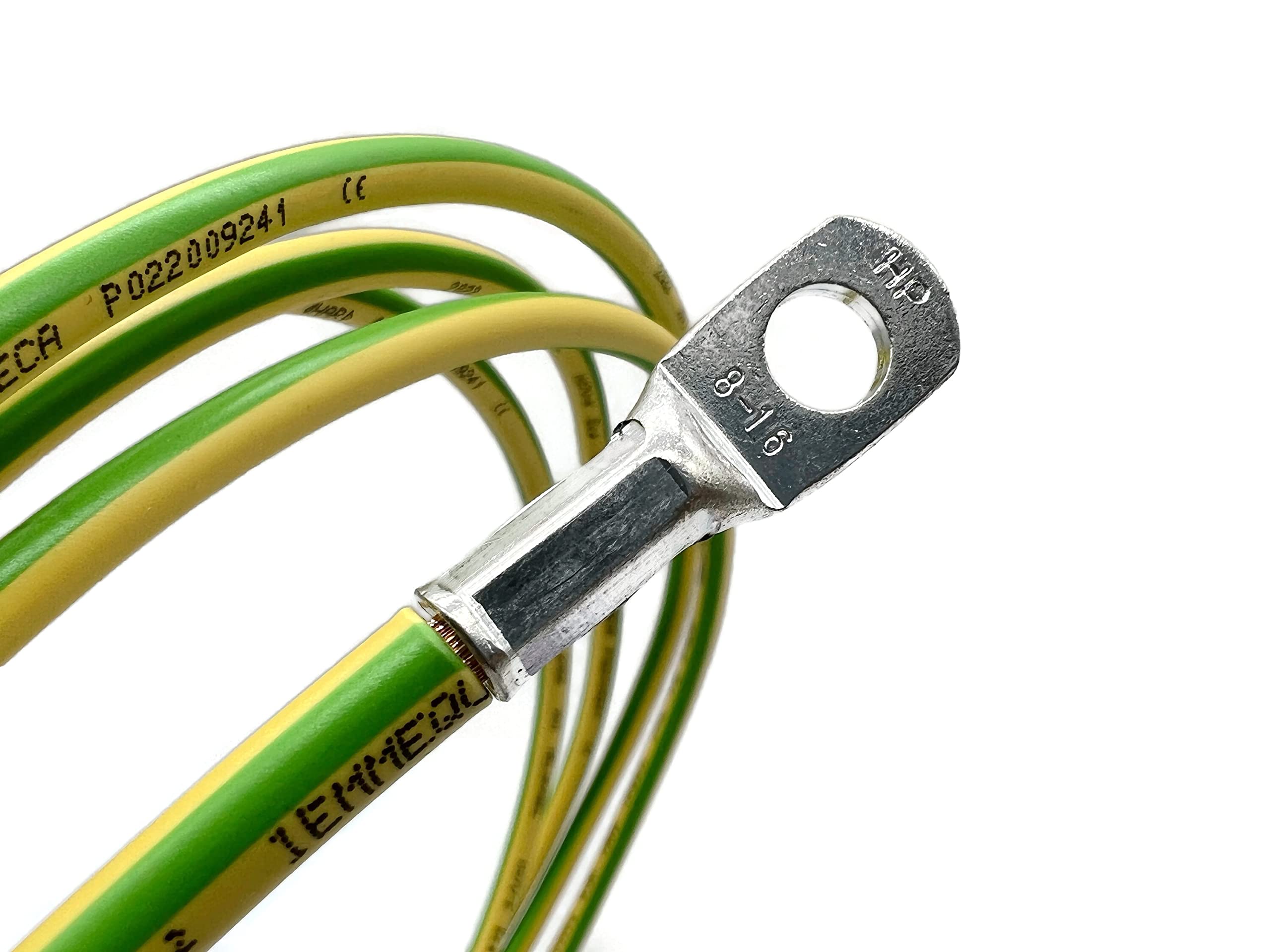 Exoda cavo di messa a terra 3 m 16 mm² verde/giallo con capocorda M8 e M10 cavo flessibile H07V-K per massa a croce rivestimento in PVC robusto elevata conducibilità elettrica