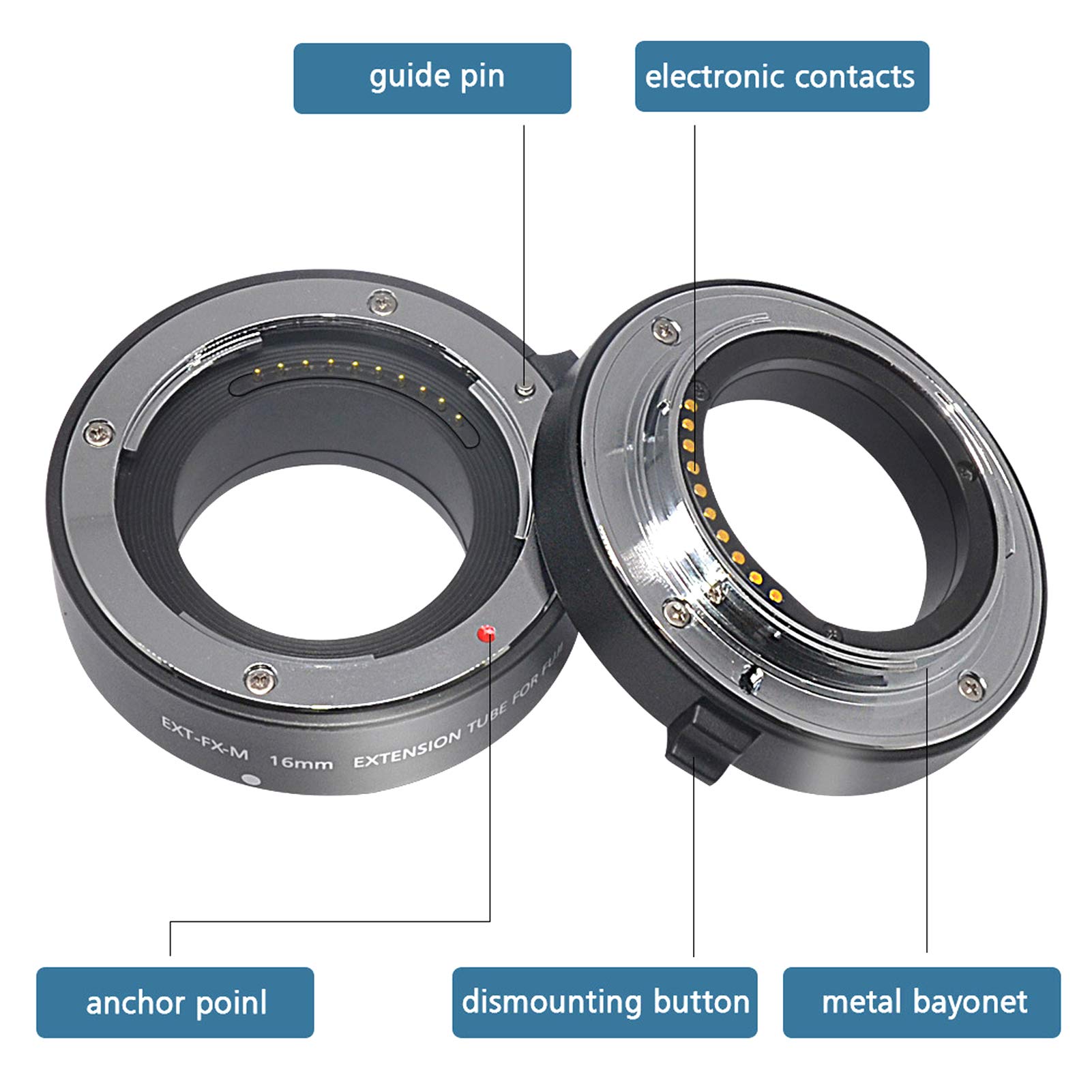 Adattatore tubo di prolunga ravvicinato macro autofocus da 10 mm 16 mm per fotocamera Fuji X Mount, set di tubi di prolunga macro Fuji X Mount, contatti elettronici placcati in