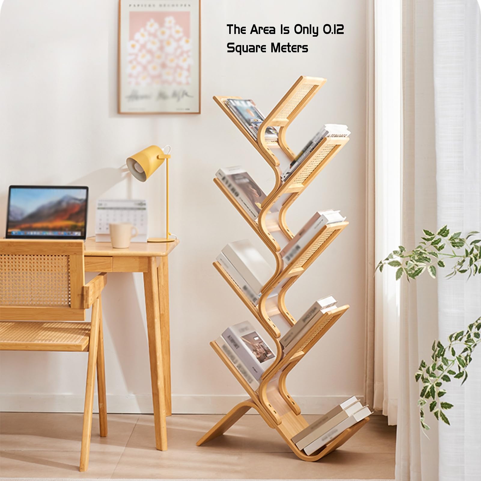 Genérico Librería De Bambú, Estantería De Árbol, Organizador De Libros | Capacidad de peso: 154 libras, gran capacidad de almacenamiento for dormitorio,oficina(6 tier)