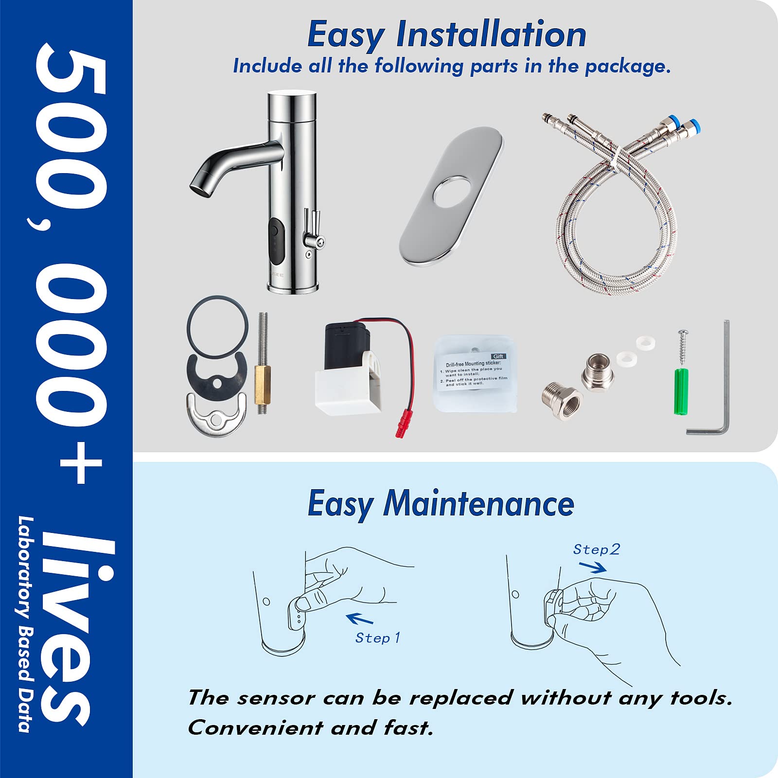 Touchless Bathroom Faucet - Auto & Manual Control -6